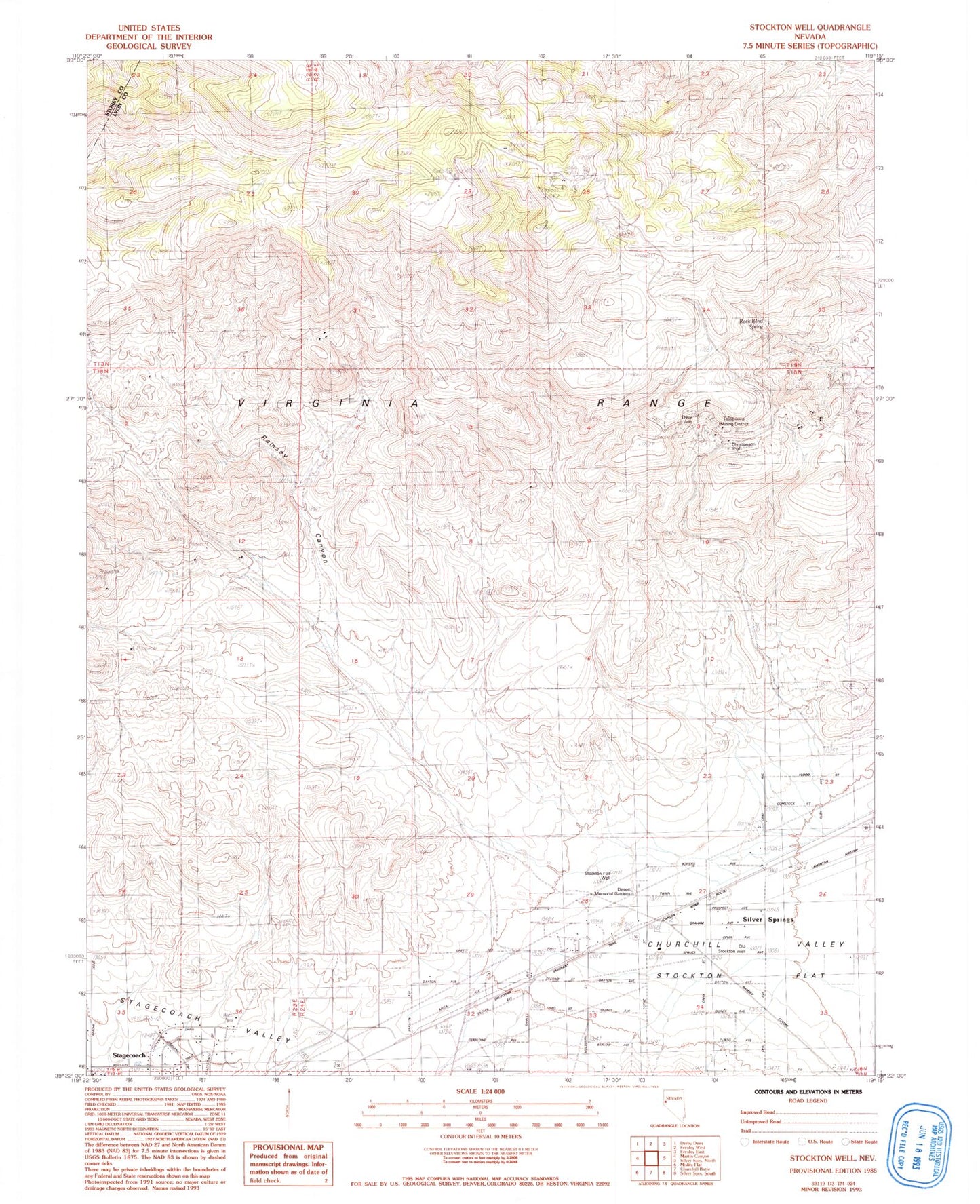Classic USGS Stockton Flat Well Nevada 7.5'x7.5' Topo Map Image