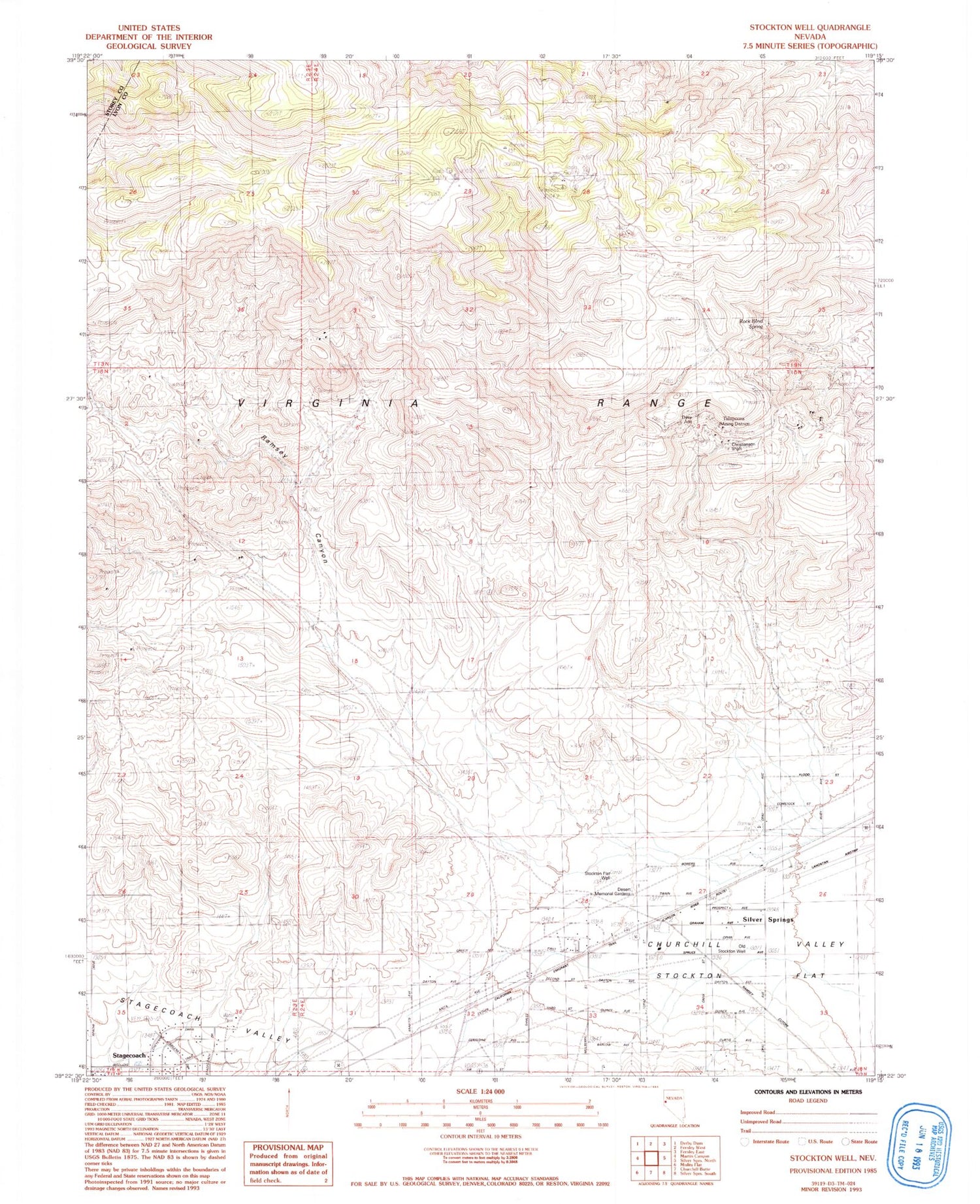 Classic USGS Stockton Flat Well Nevada 7.5'x7.5' Topo Map Image