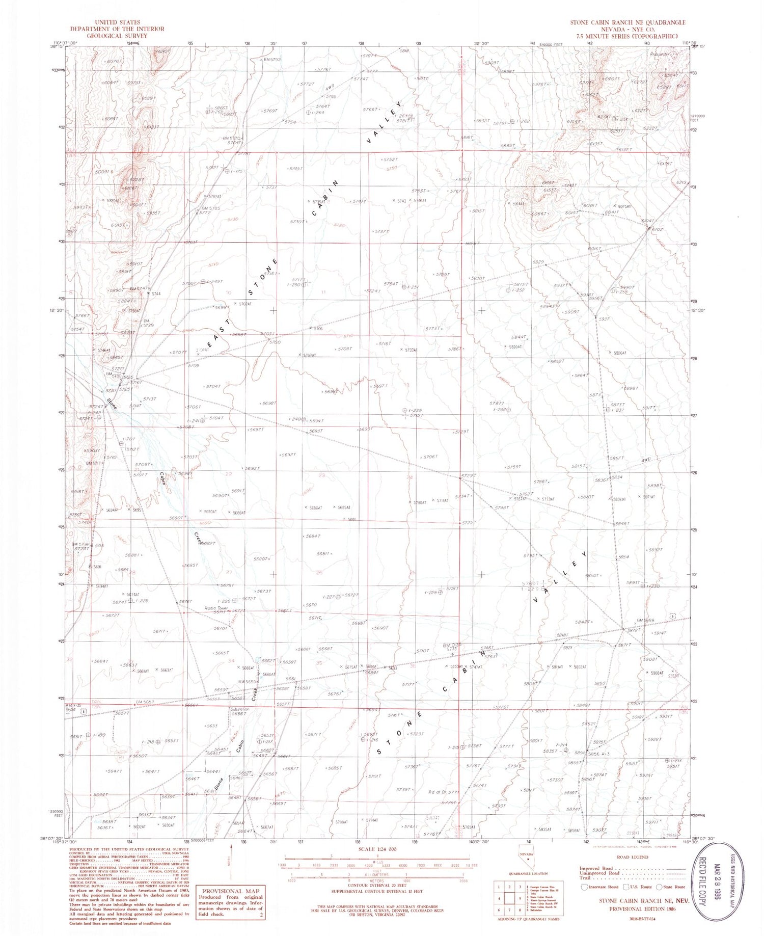Classic USGS Stone Cabin Ranch NE Nevada 7.5'x7.5' Topo Map Image