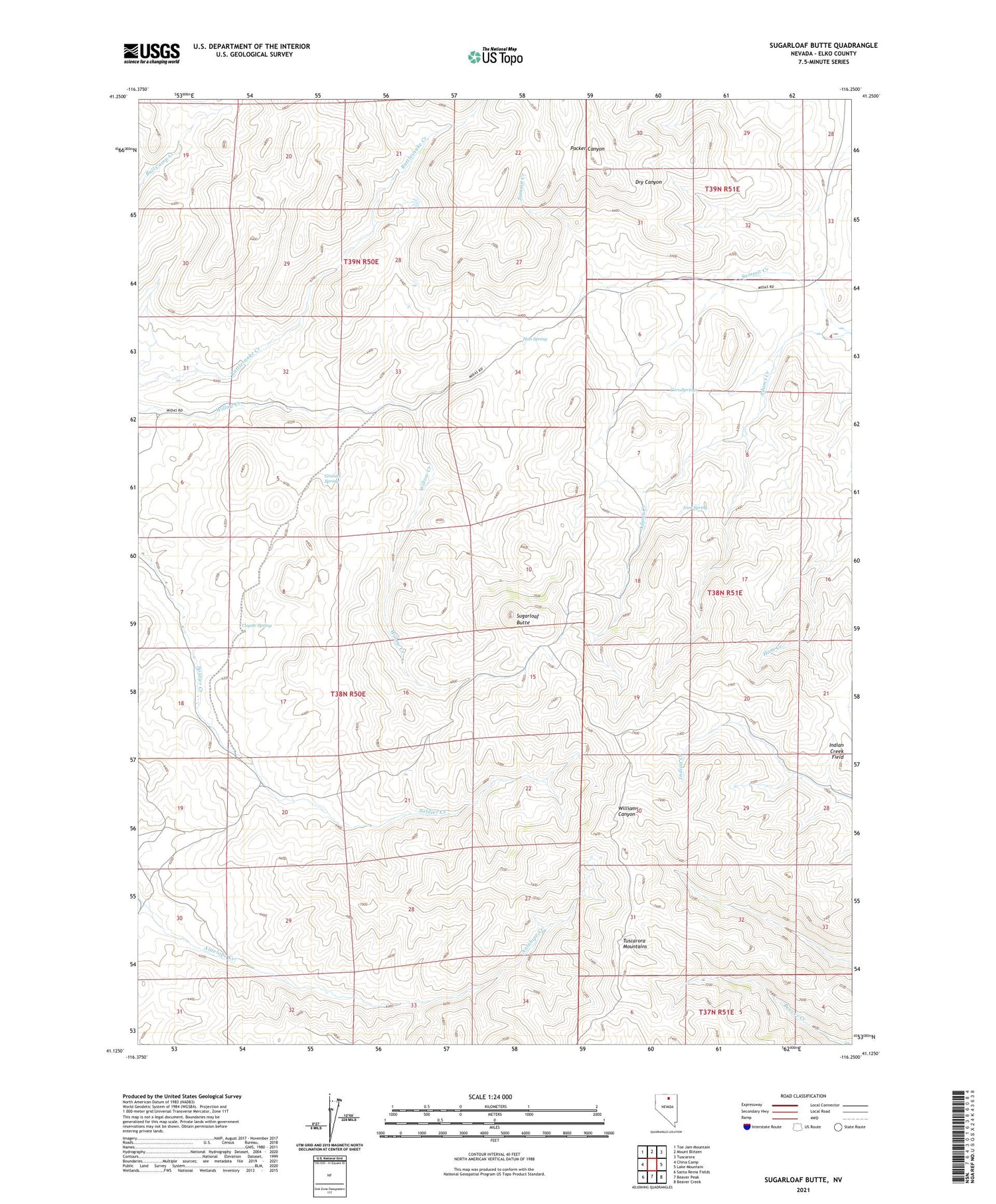 Sugarloaf Butte Nevada US Topo Map Image