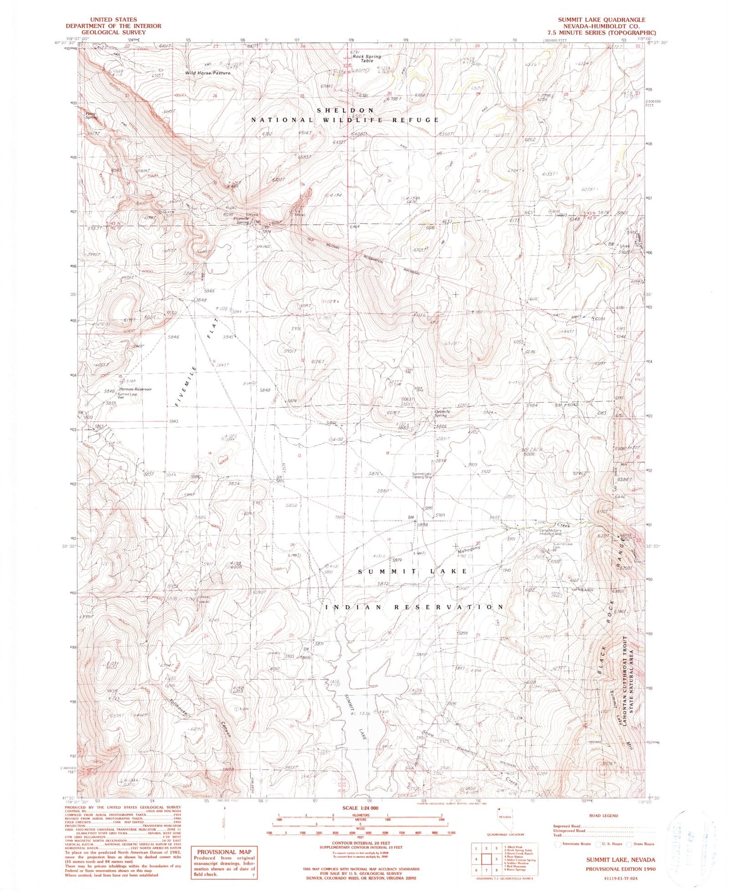 Classic USGS Summit Lake Nevada 7.5'x7.5' Topo Map Image