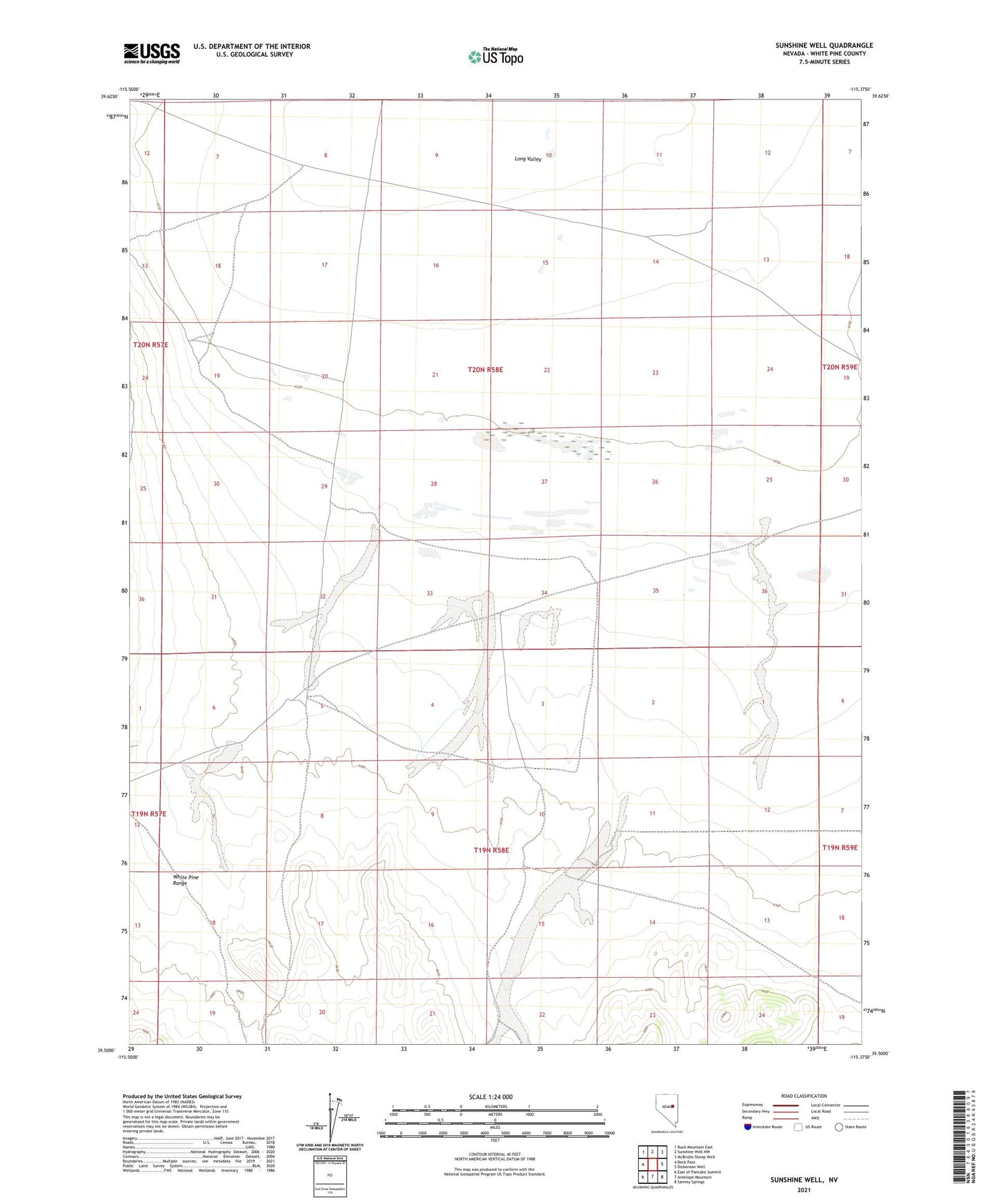 Sunshine Well Nevada US Topo Map Image