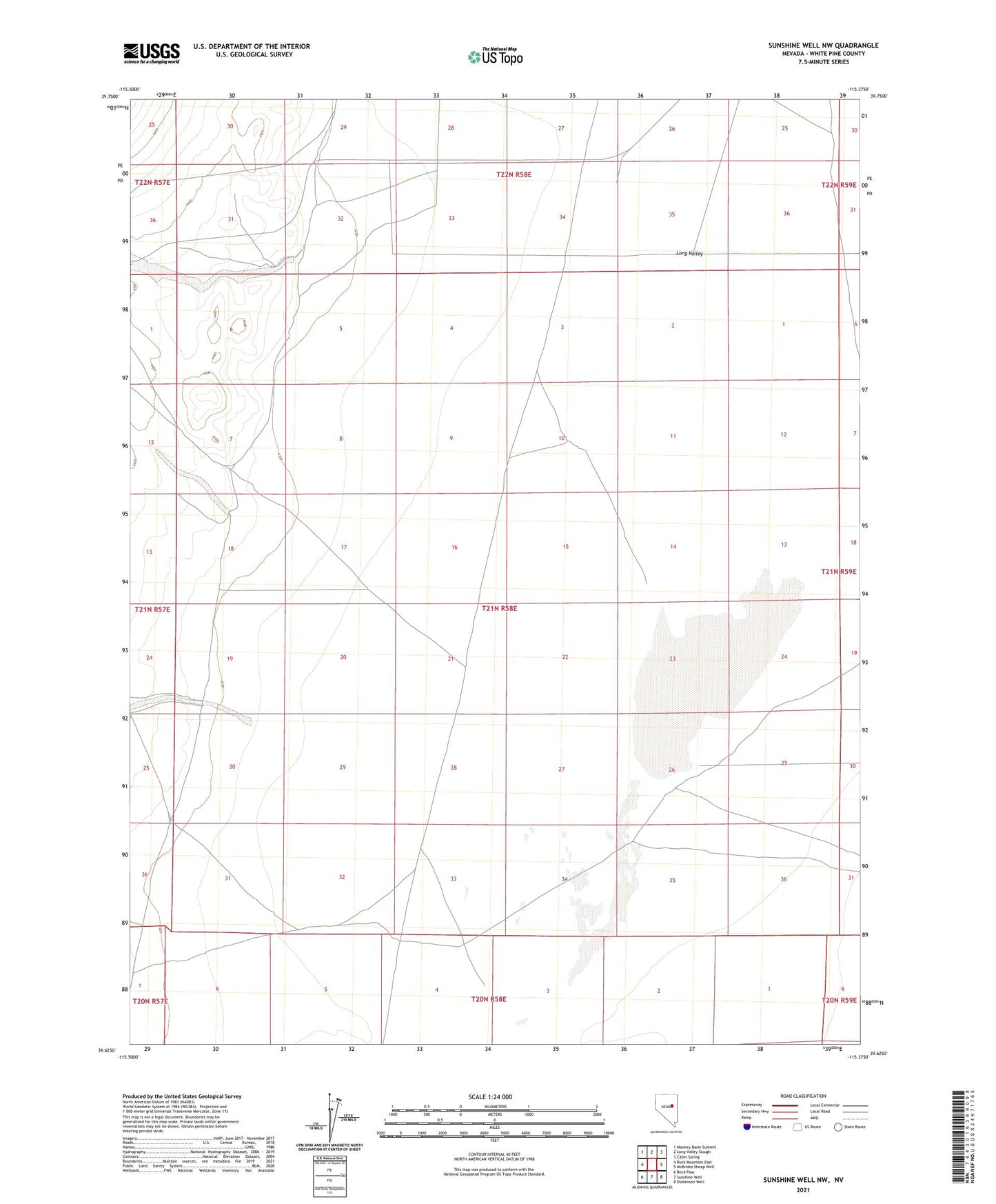 Sunshine Well NW Nevada US Topo Map Image