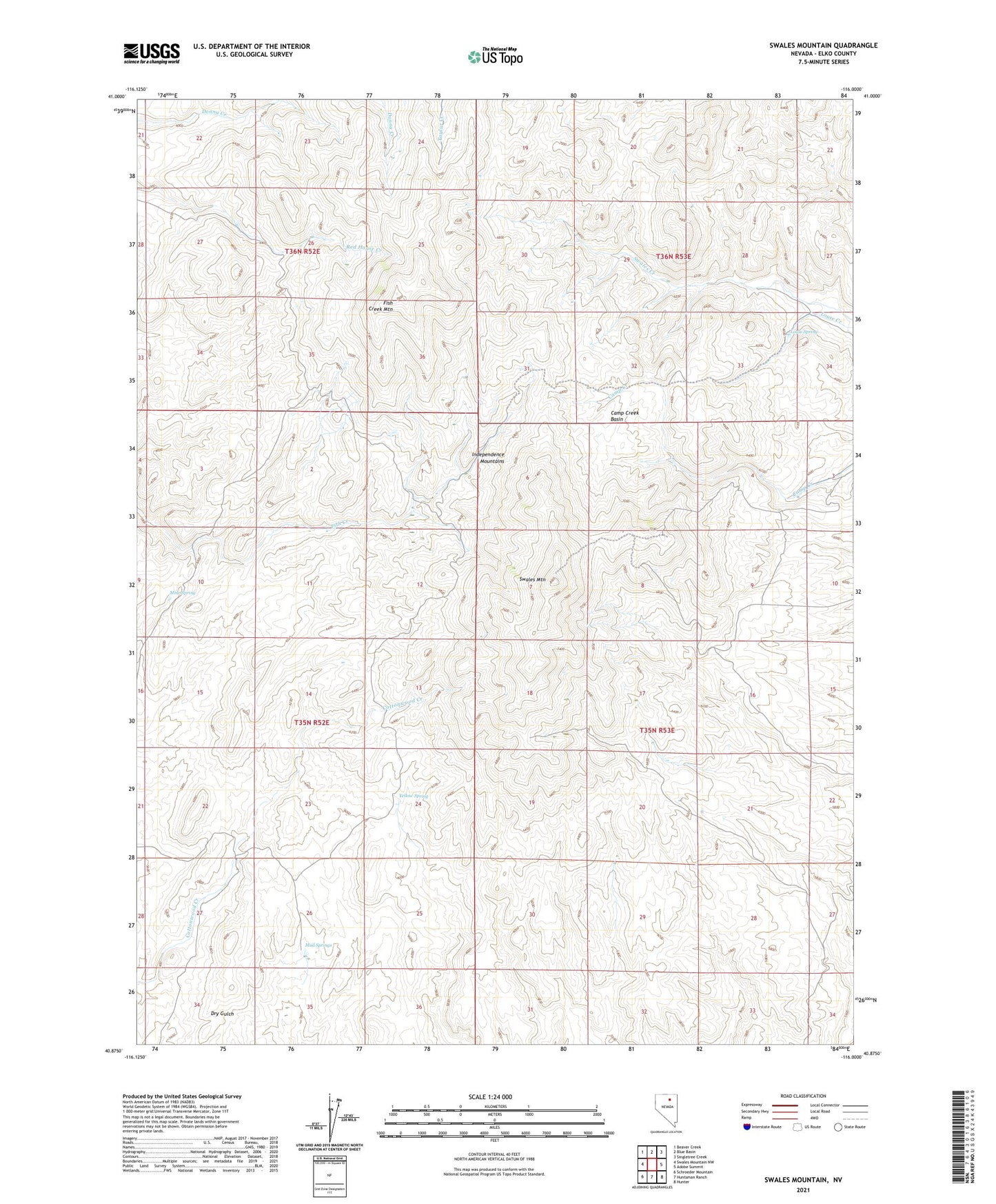 Swales Mountain Nevada US Topo Map Image