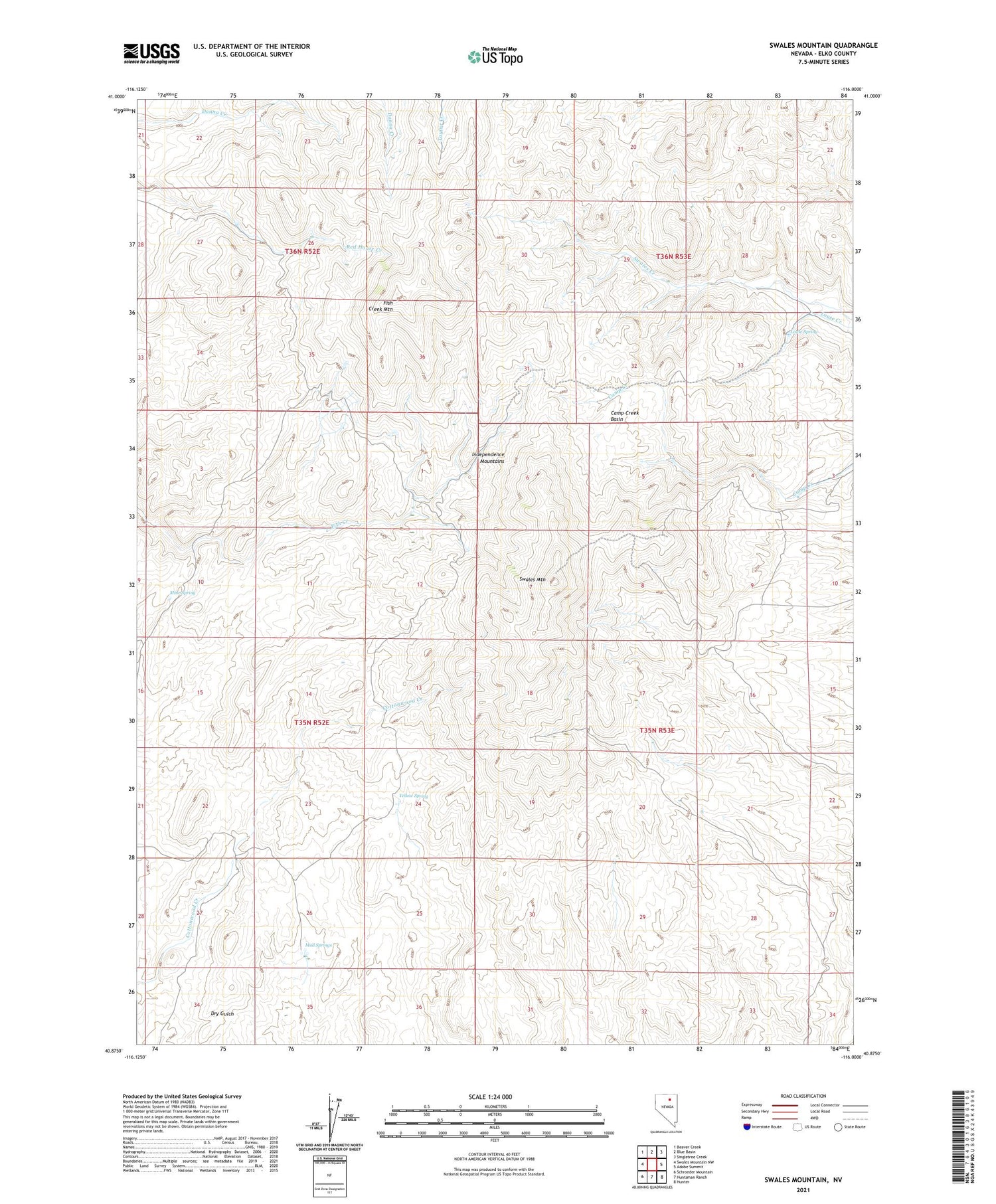 Swales Mountain Nevada US Topo Map Image