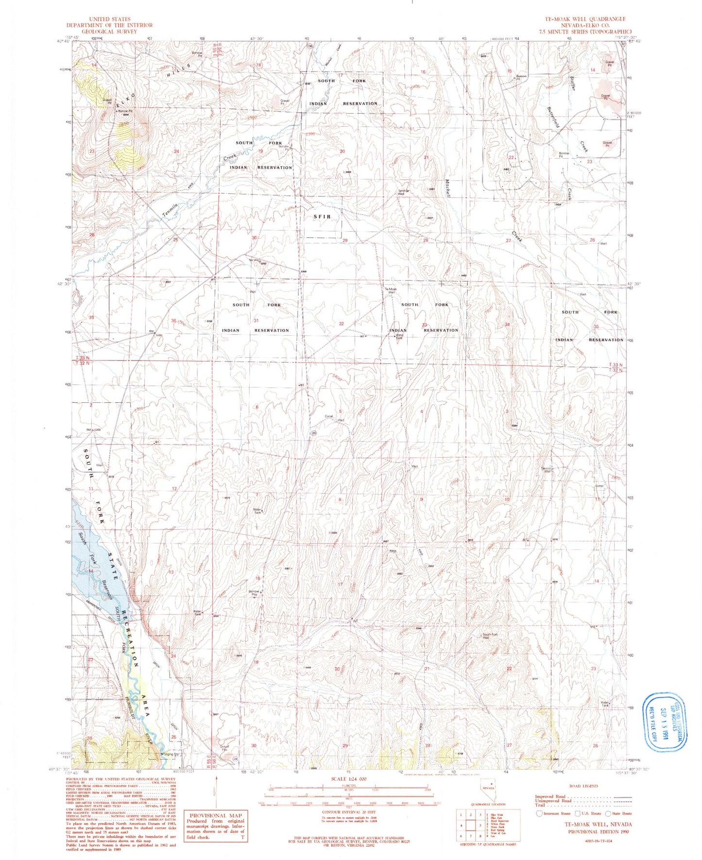 Classic USGS Te-Moak Well Nevada 7.5'x7.5' Topo Map Image