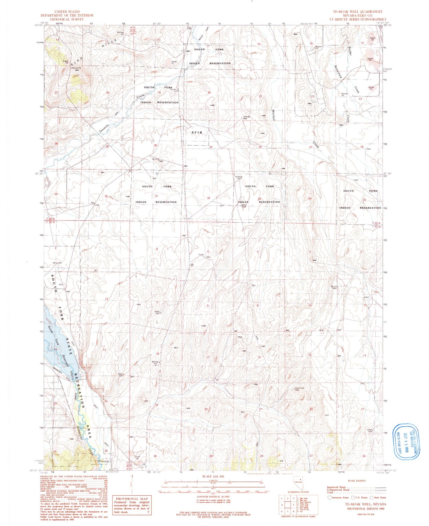 Classic USGS Te-Moak Well Nevada 7.5'x7.5' Topo Map Image