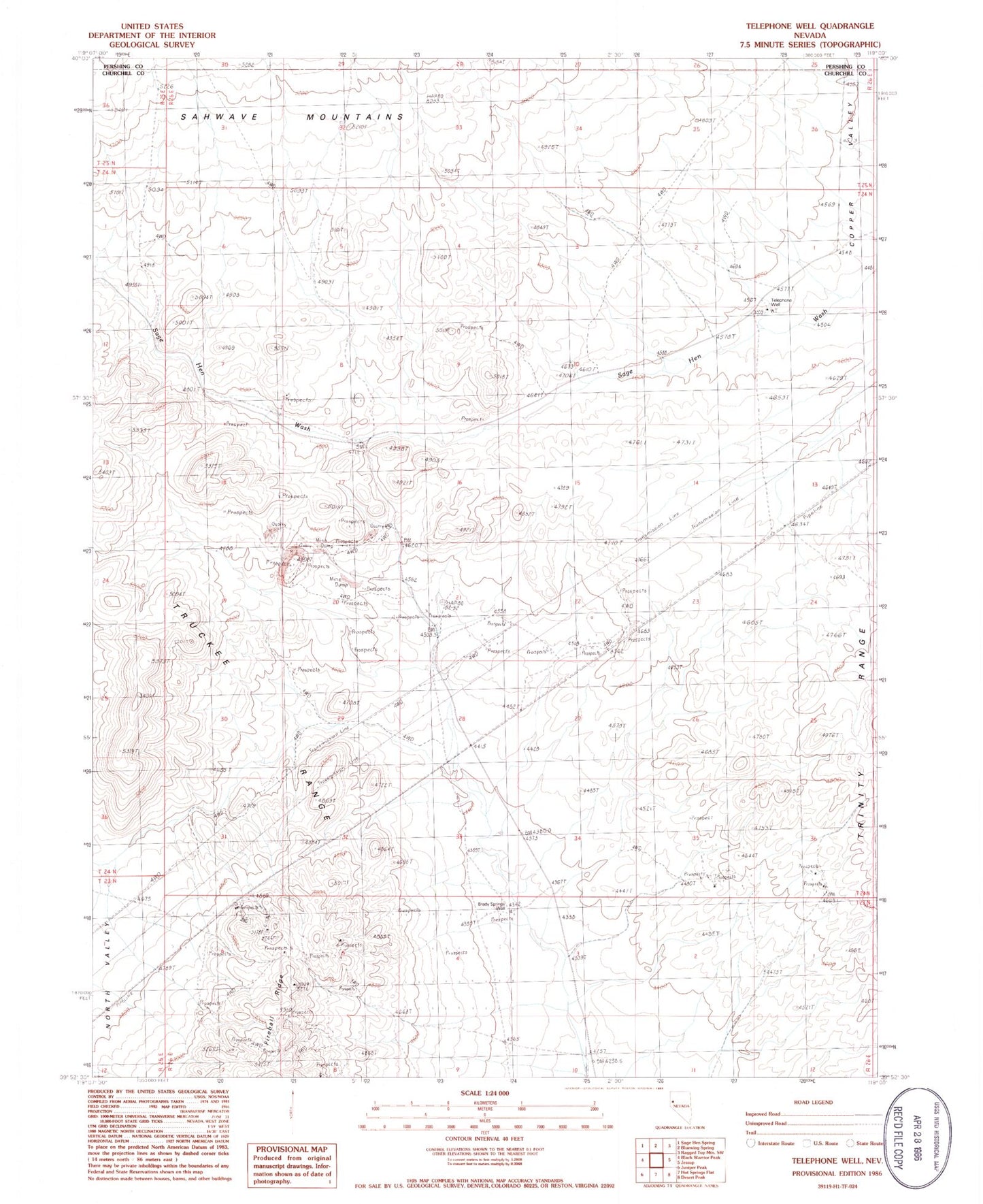 Classic USGS Telephone Well Nevada 7.5'x7.5' Topo Map Image