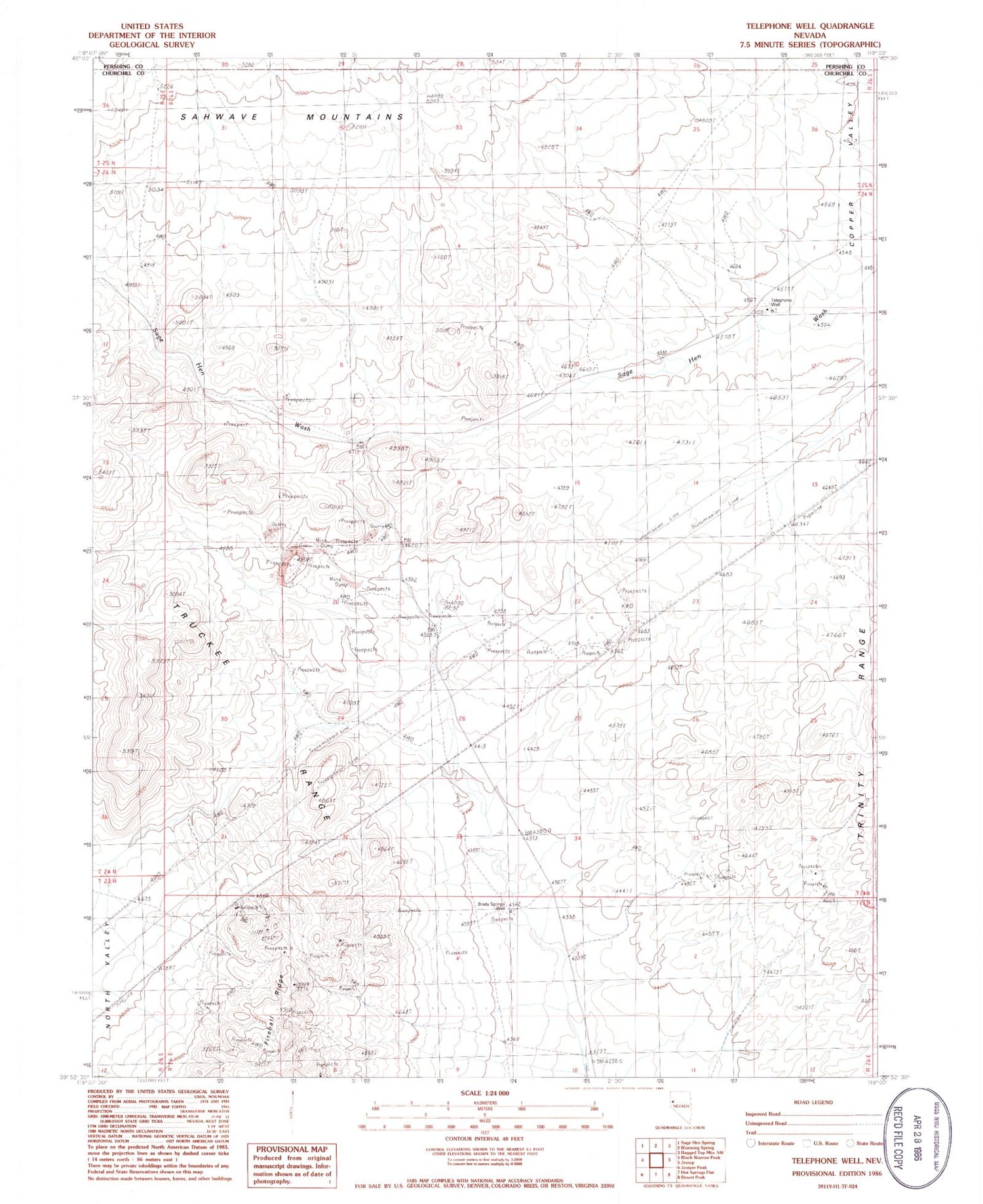 Classic USGS Telephone Well Nevada 7.5'x7.5' Topo Map Image