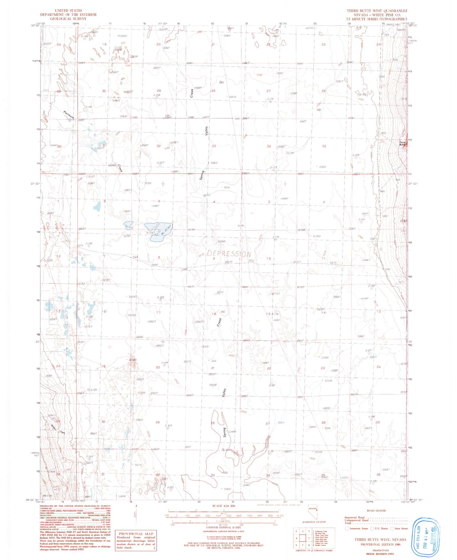 Classic USGS Third Butte West Nevada 7.5'x7.5' Topo Map Image