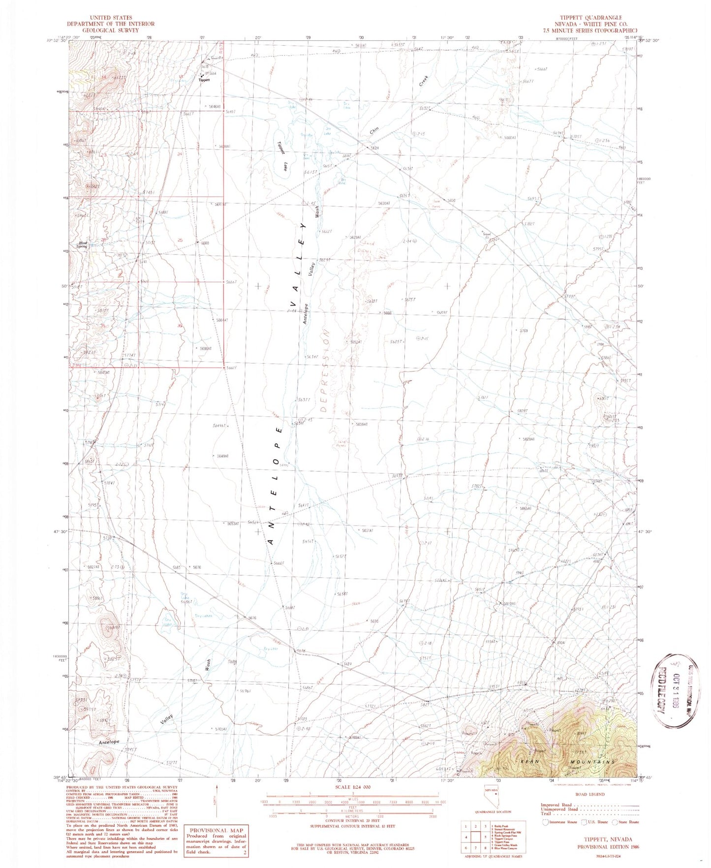 Classic USGS Tippett Nevada 7.5'x7.5' Topo Map Image