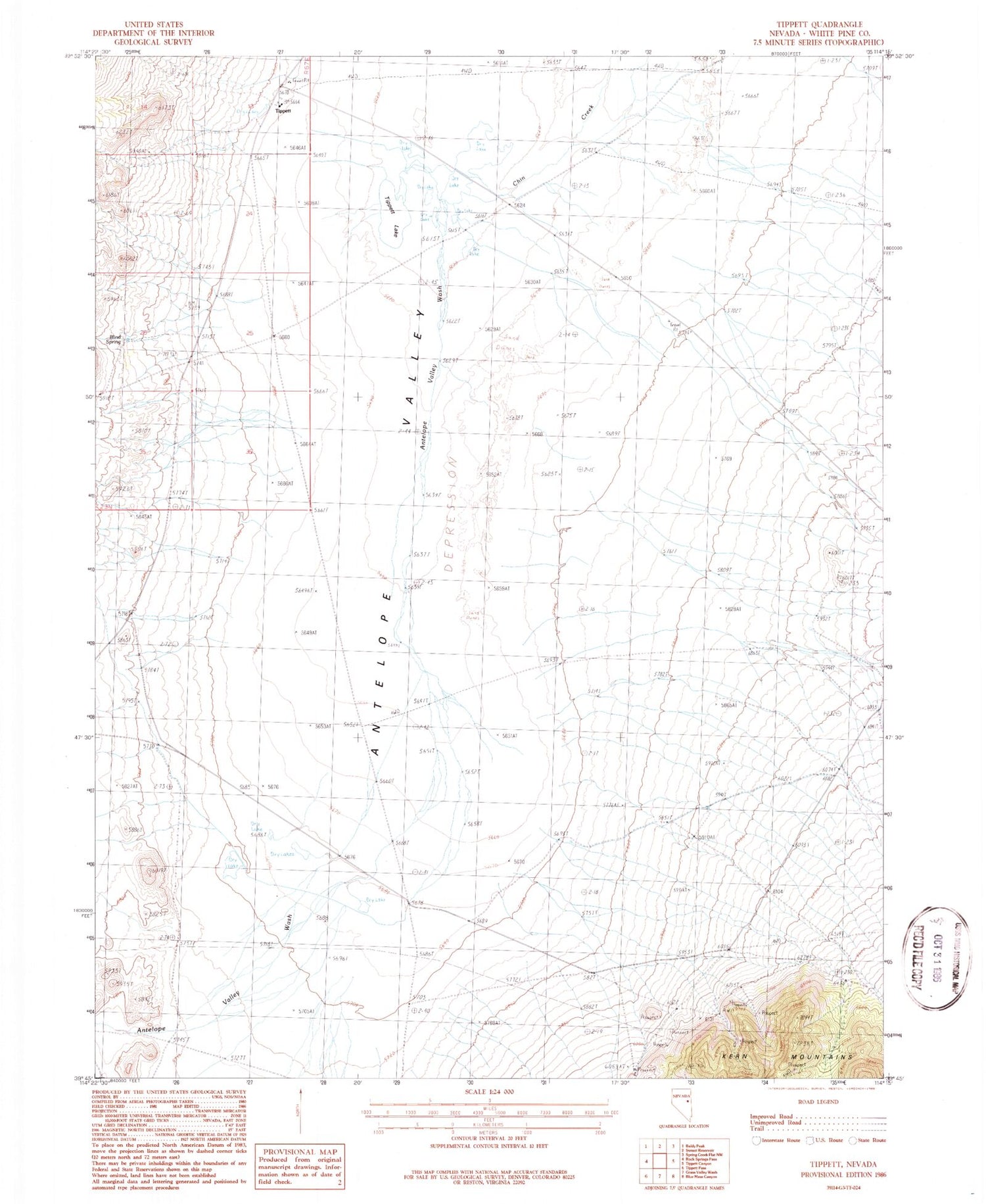 Classic USGS Tippett Nevada 7.5'x7.5' Topo Map Image