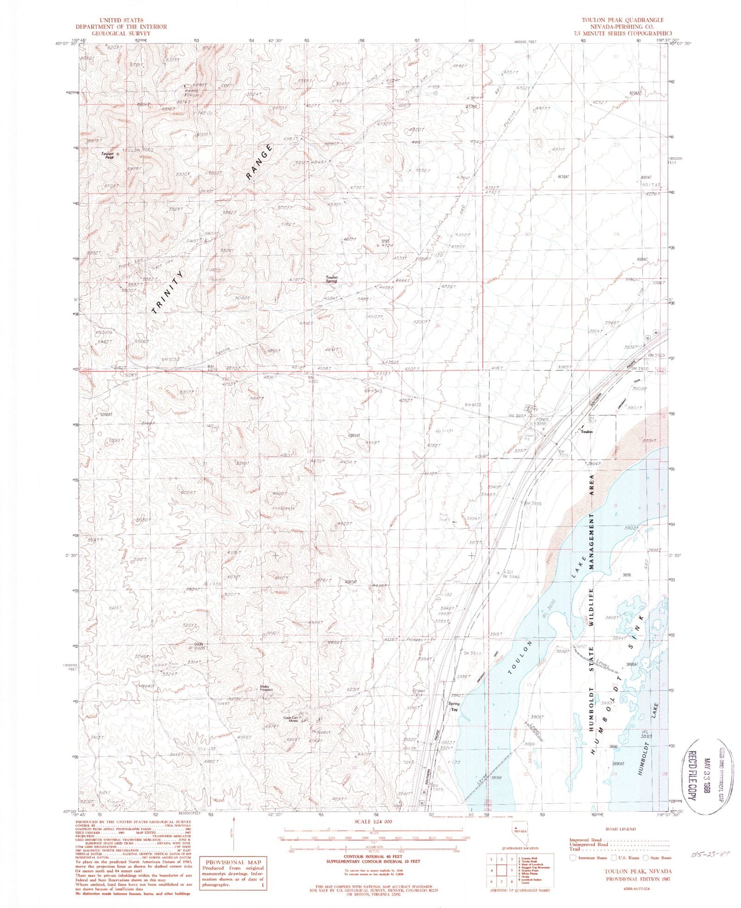 Classic USGS Toulon Peak Nevada 7.5'x7.5' Topo Map Image
