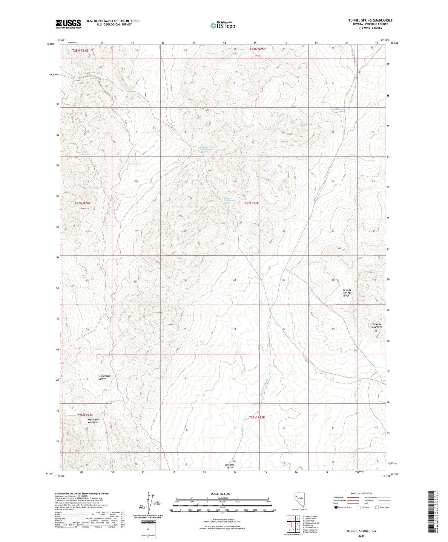 Tunnel Spring Nevada US Topo Map Image