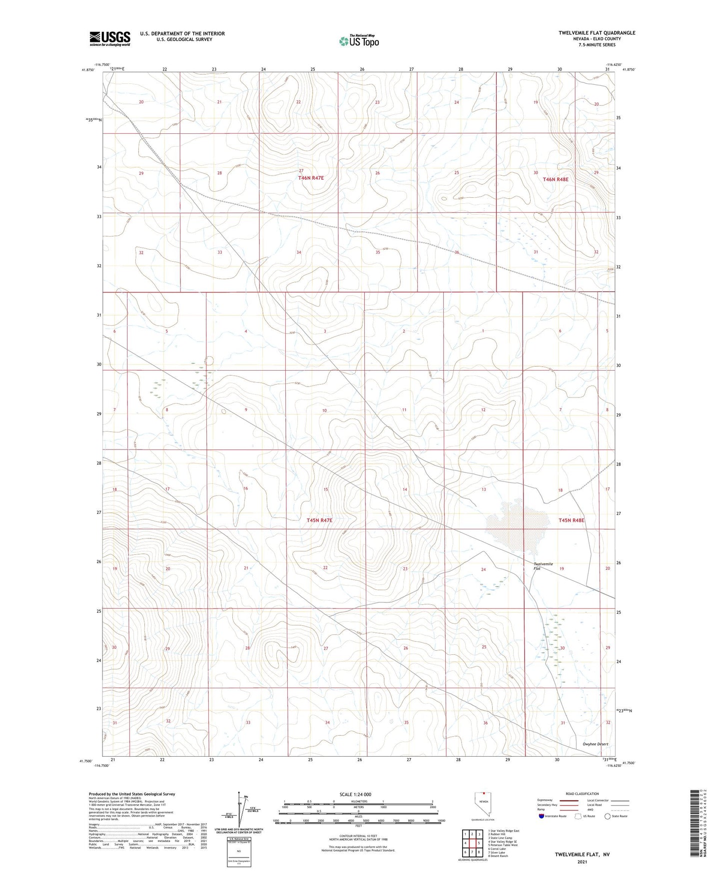 Twelvemile Flat Nevada US Topo Map Image
