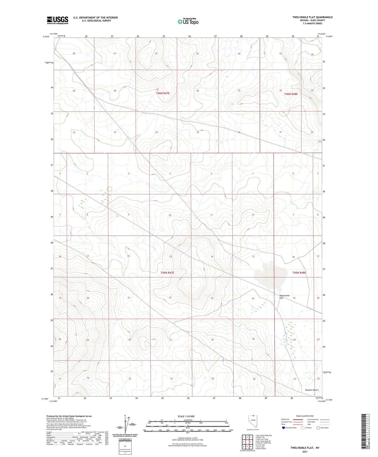 Twelvemile Flat Nevada US Topo Map Image