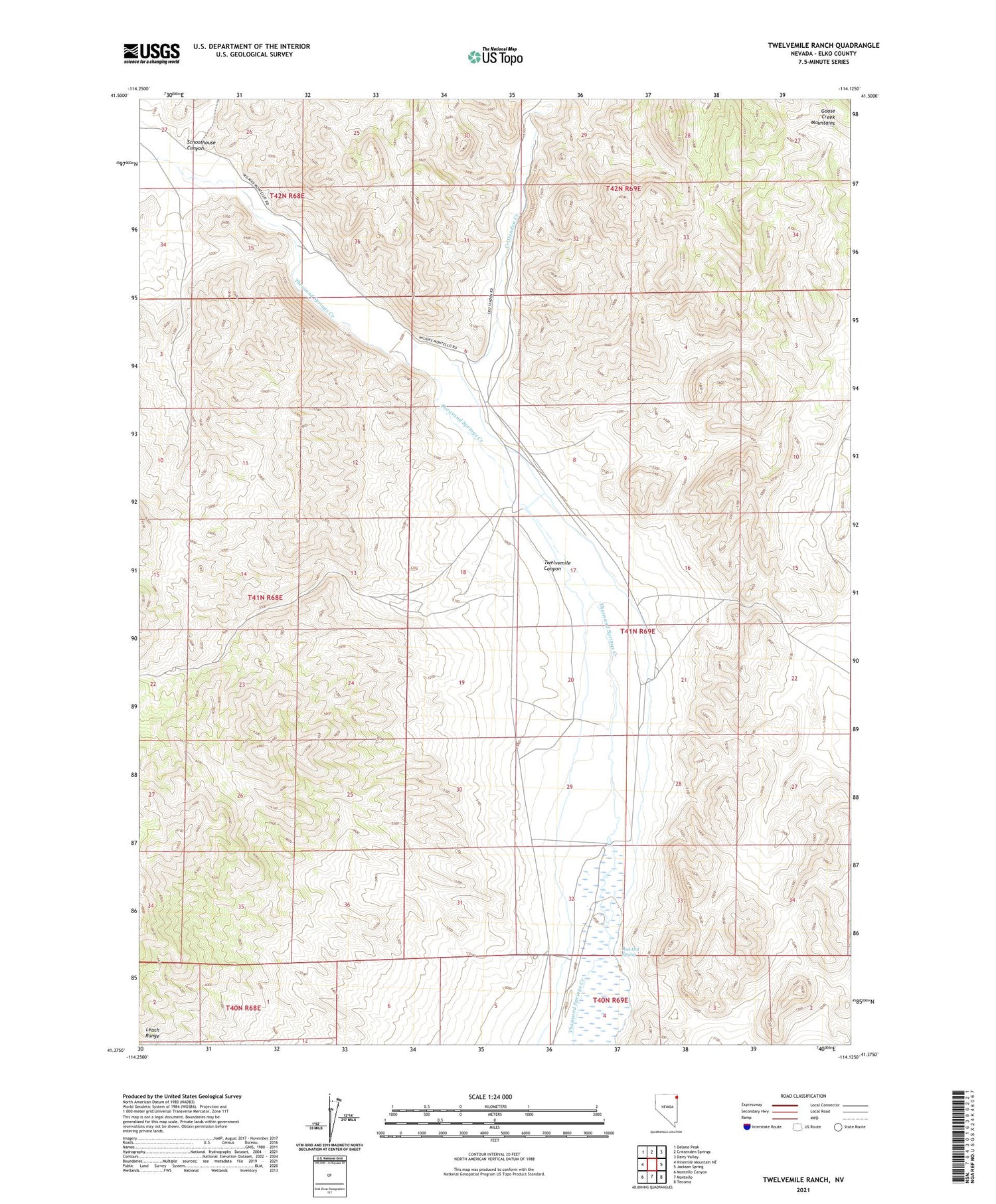 Twelvemile Ranch Nevada US Topo Map Image