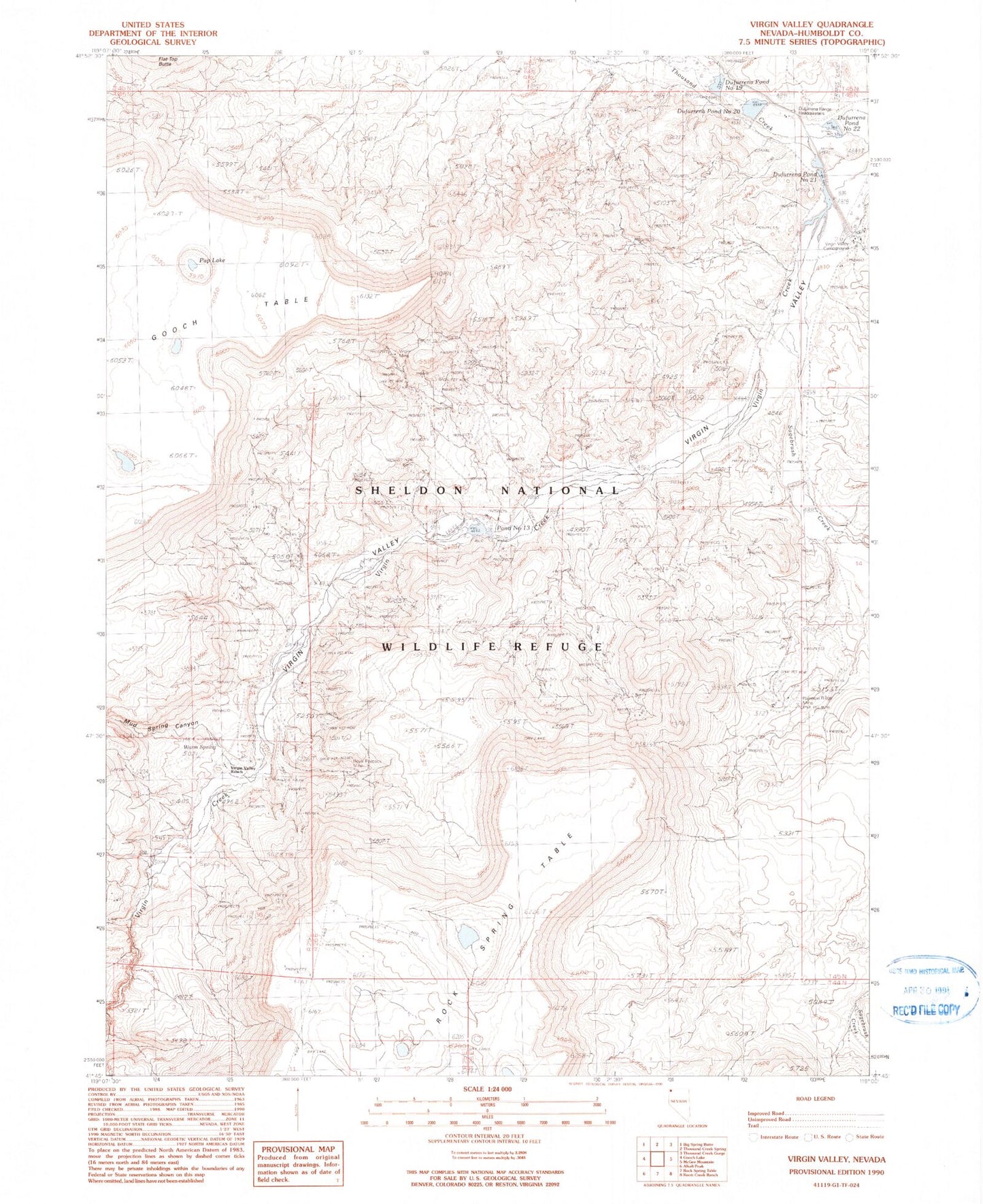 Classic USGS Virgin Valley Nevada 7.5'x7.5' Topo Map Image