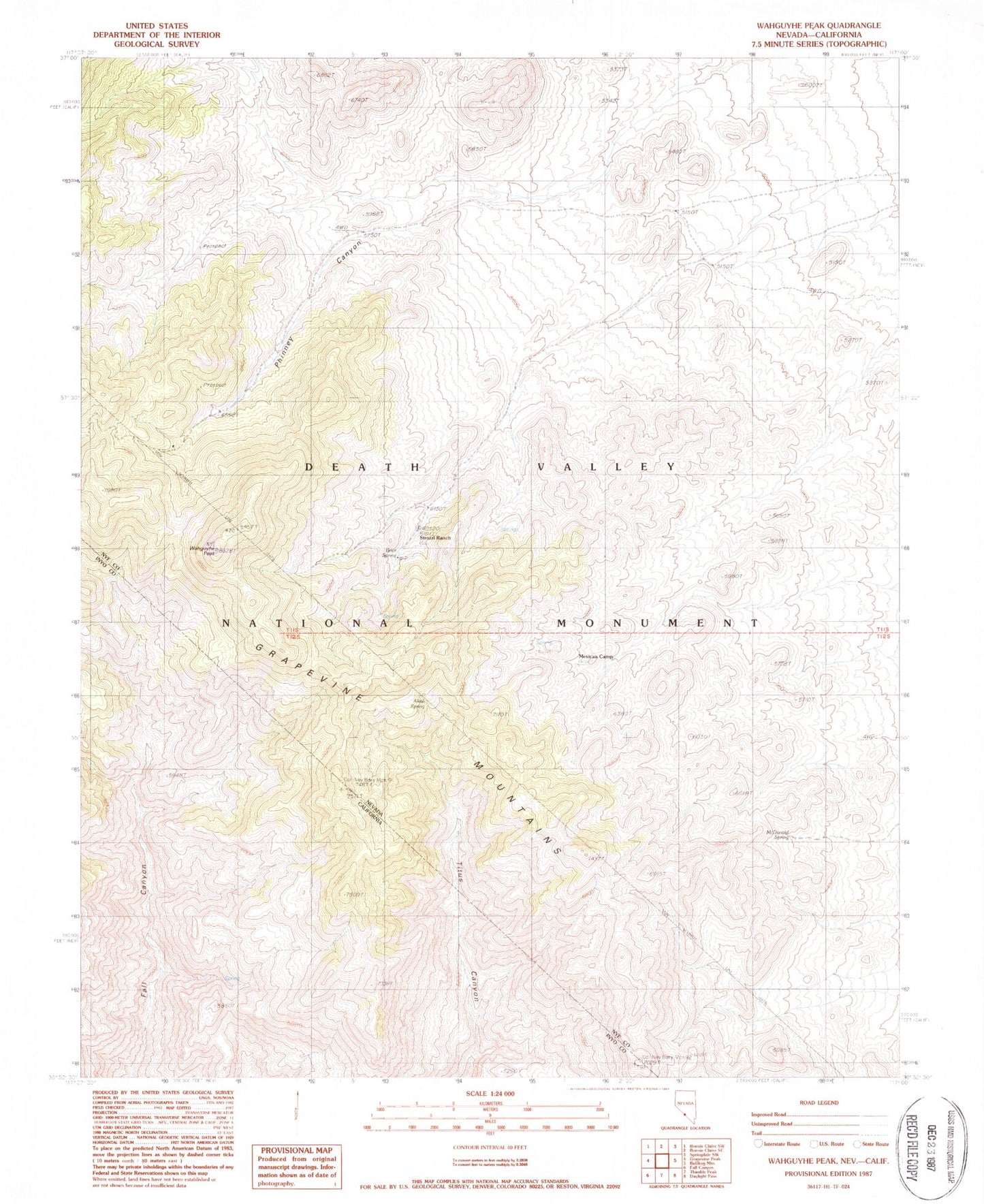 Classic USGS Wahguyhe Peak Nevada 7.5'x7.5' Topo Map Image