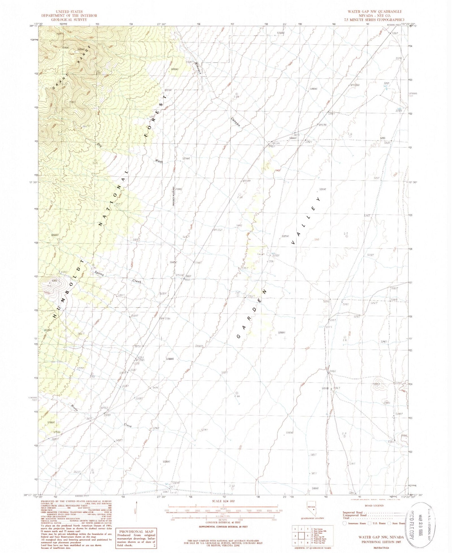 Classic USGS Water Gap NW Nevada 7.5'x7.5' Topo Map Image