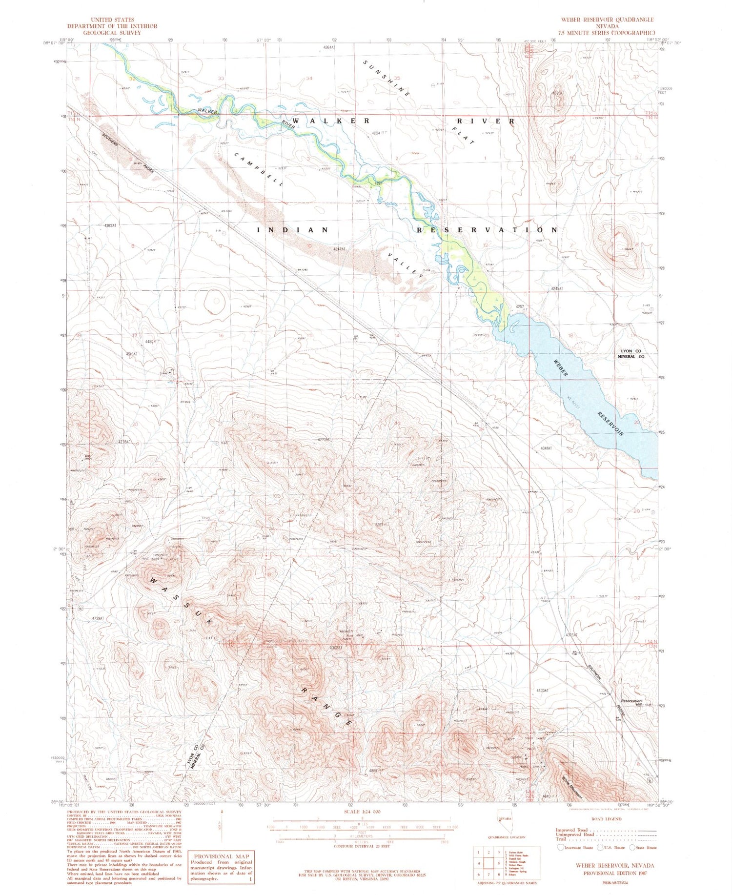 Classic USGS Weber Reservoir Nevada 7.5'x7.5' Topo Map Image