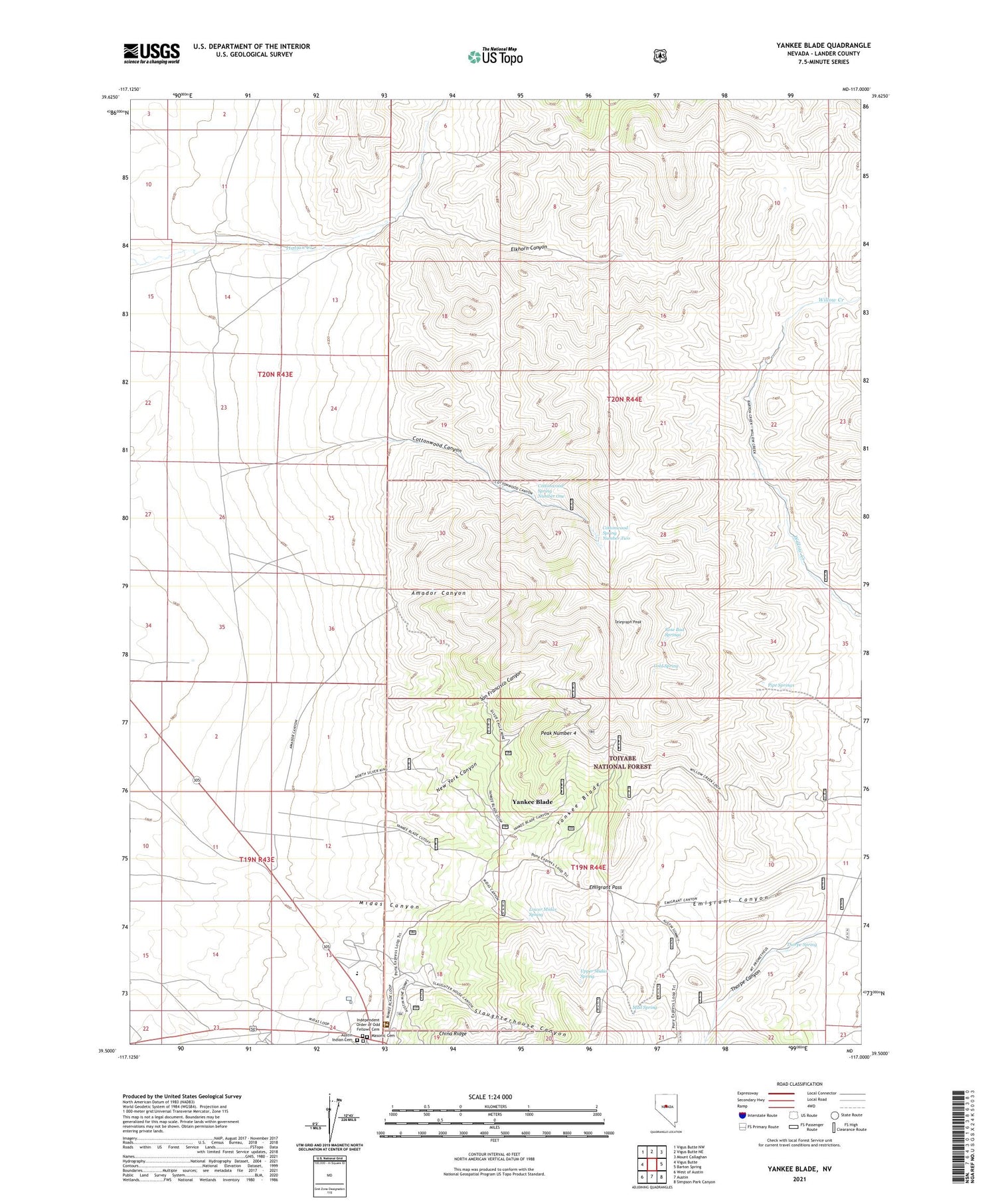 Yankee Blade Nevada US Topo Map Image