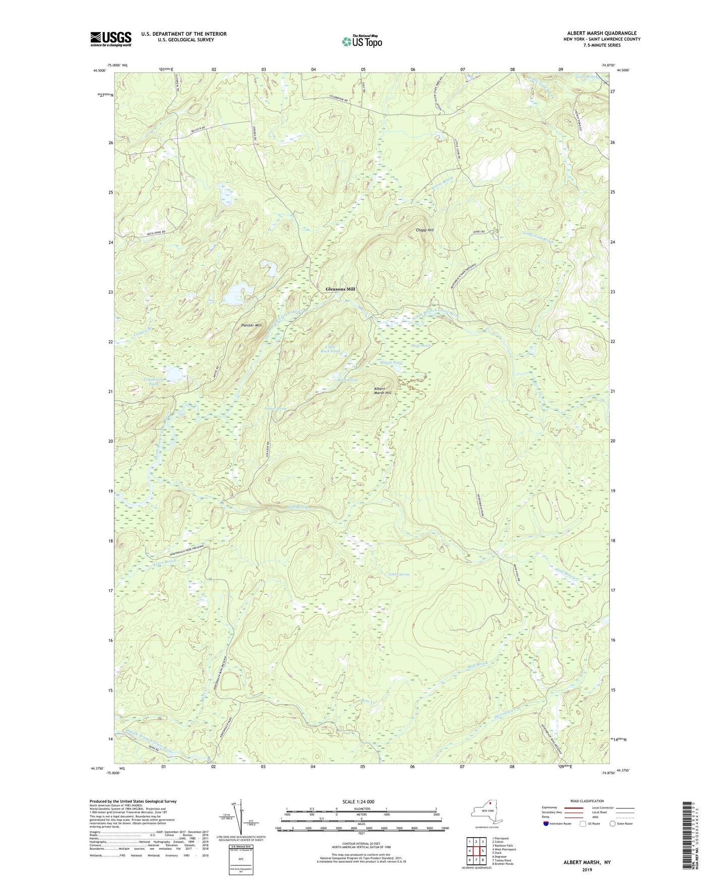 Albert Marsh New York US Topo Map Image