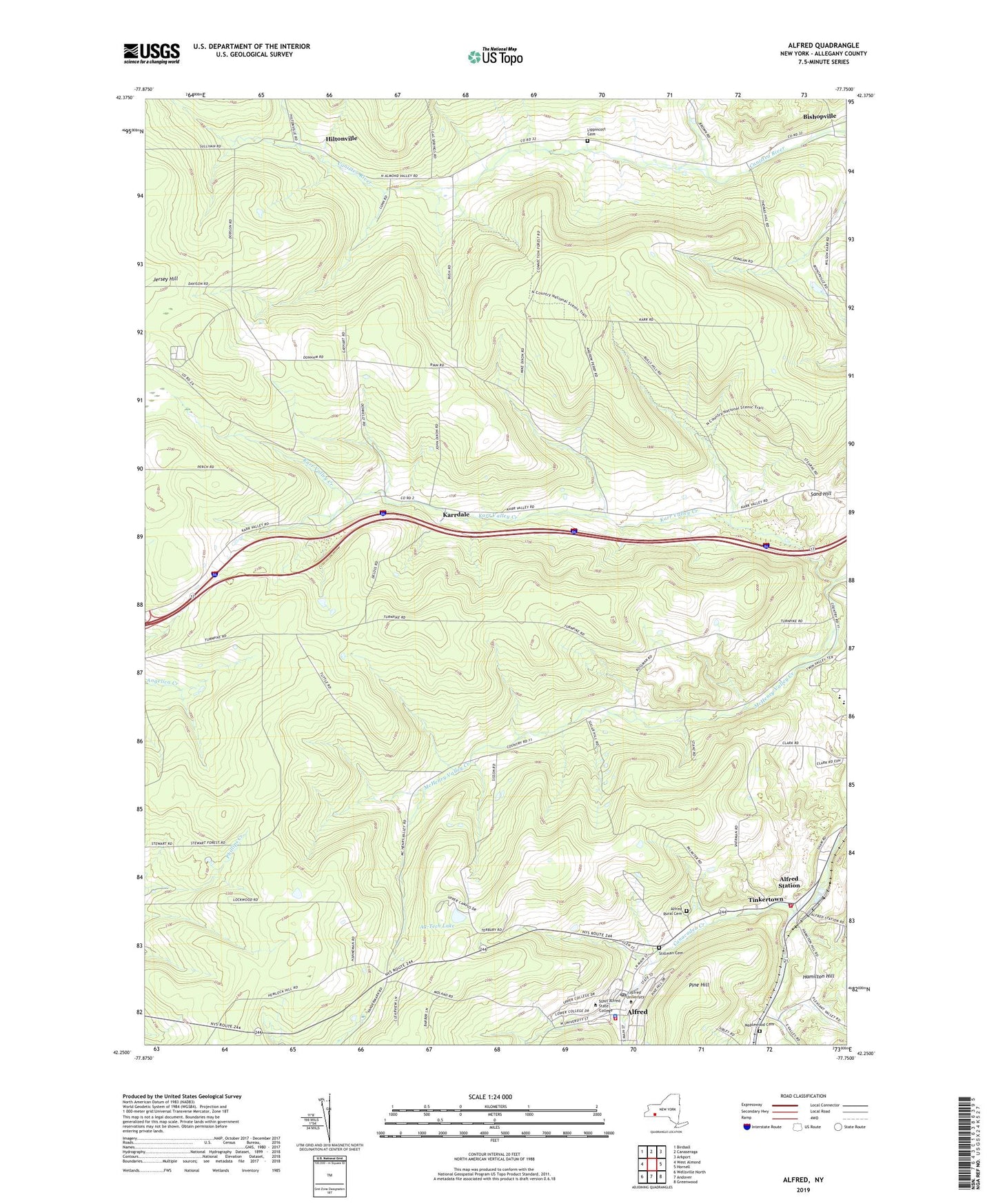 Alfred New York US Topo Map Image
