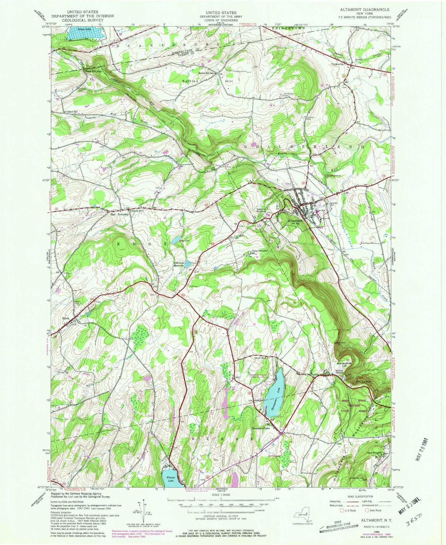 Classic USGS Altamont New York 7.5'x7.5' Topo Map Image