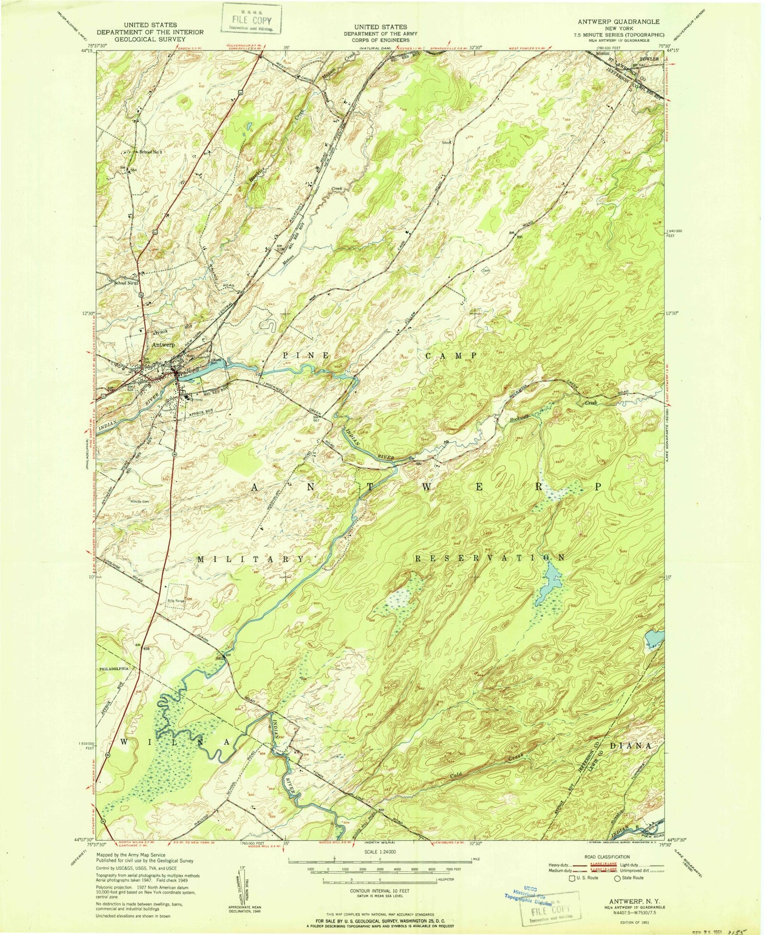 Classic USGS Antwerp New York 7.5'x7.5' Topo Map Image