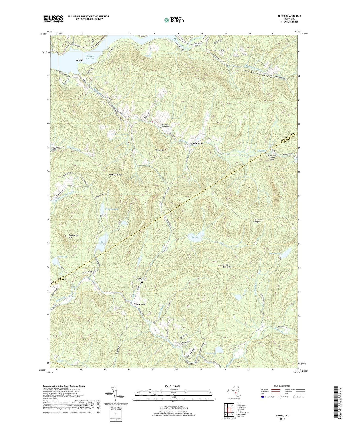 Arena New York US Topo Map Image