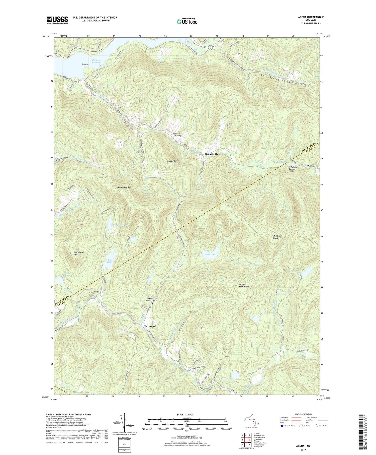 Arena New York US Topo Map Image