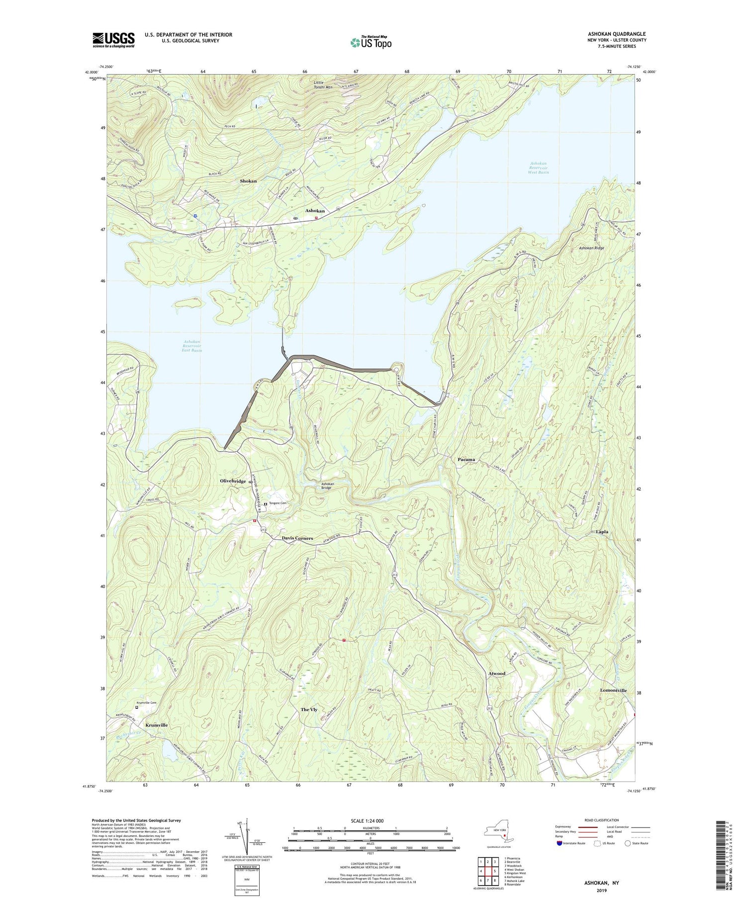 Ashokan New York US Topo Map Image