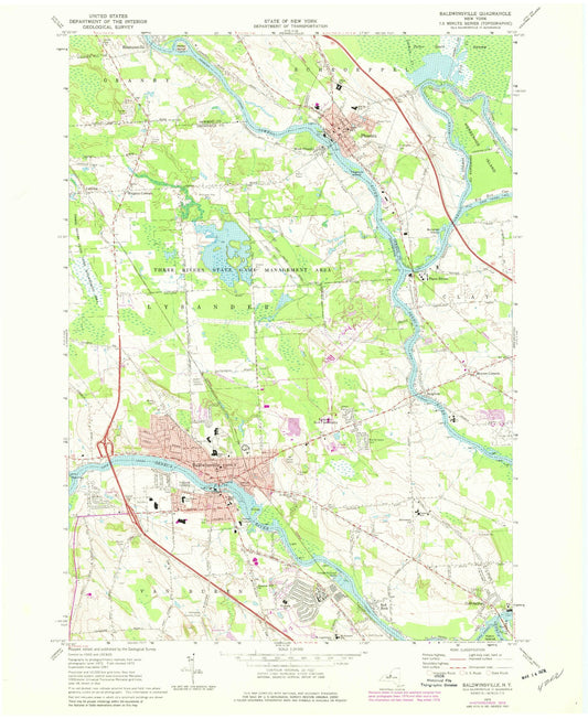 Classic USGS Baldwinsville New York 7.5'x7.5' Topo Map Image