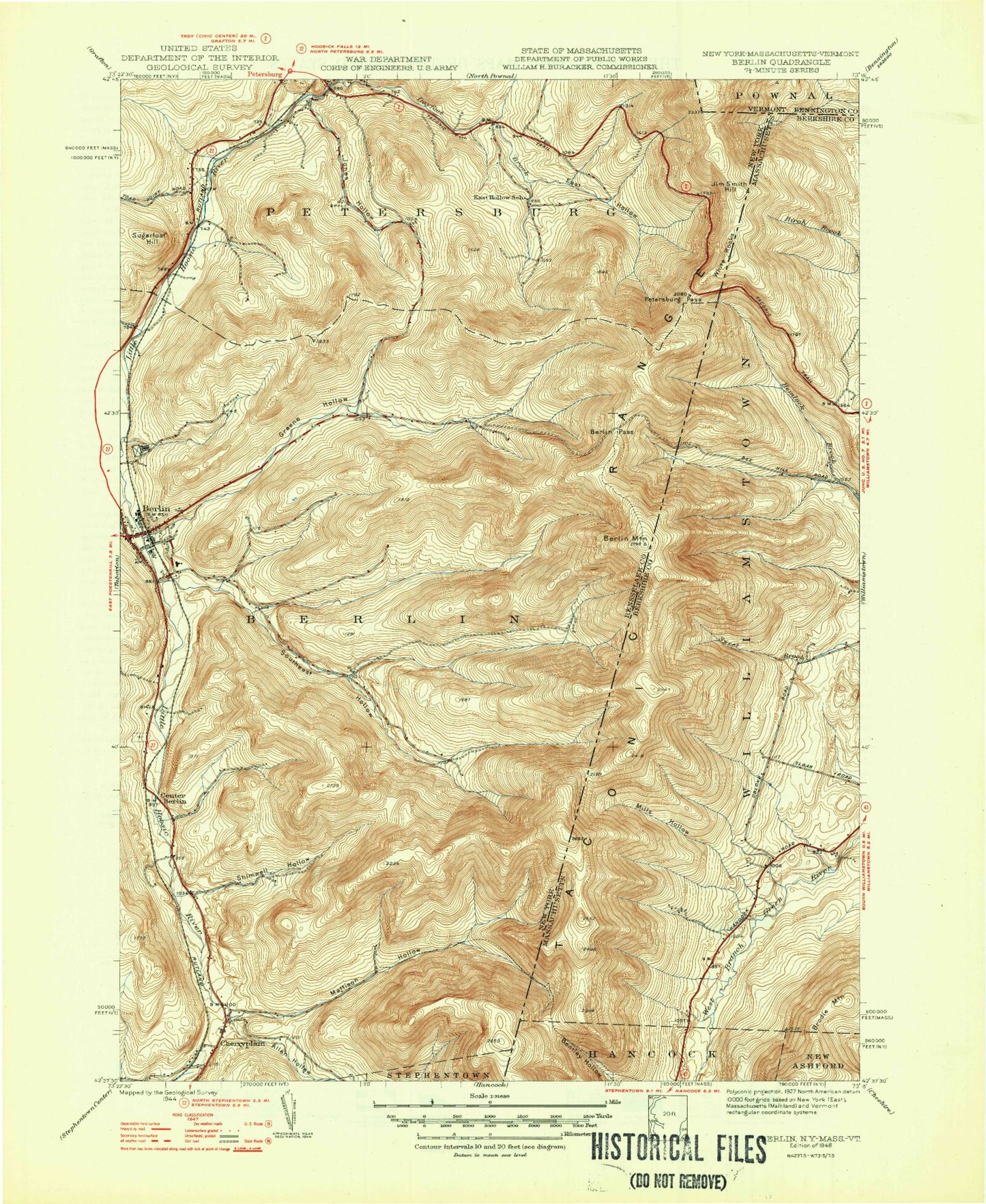 Classic USGS Berlin New York 7.5'x7.5' Topo Map Image