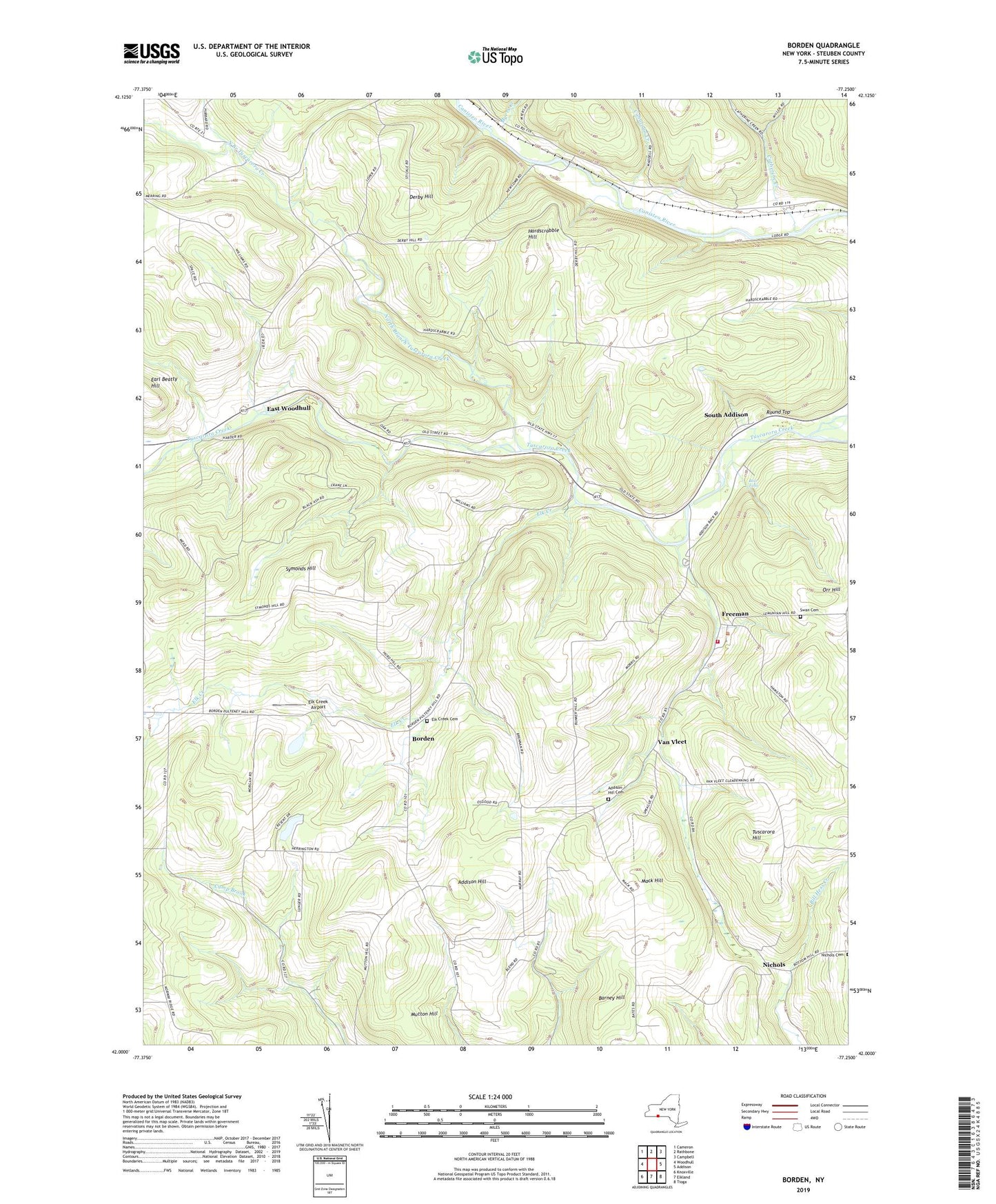 Borden New York US Topo Map Image