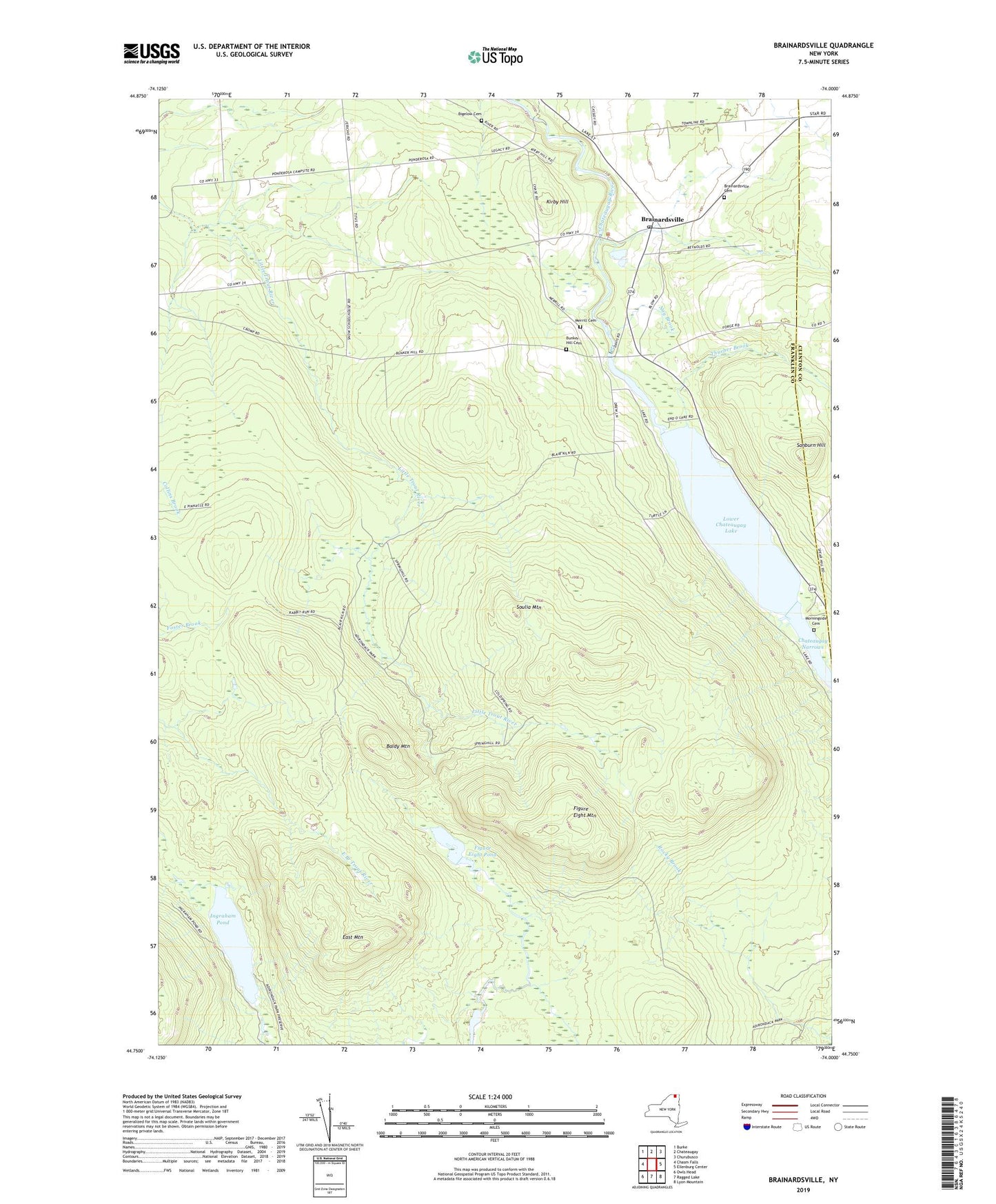 Brainardsville New York US Topo Map Image