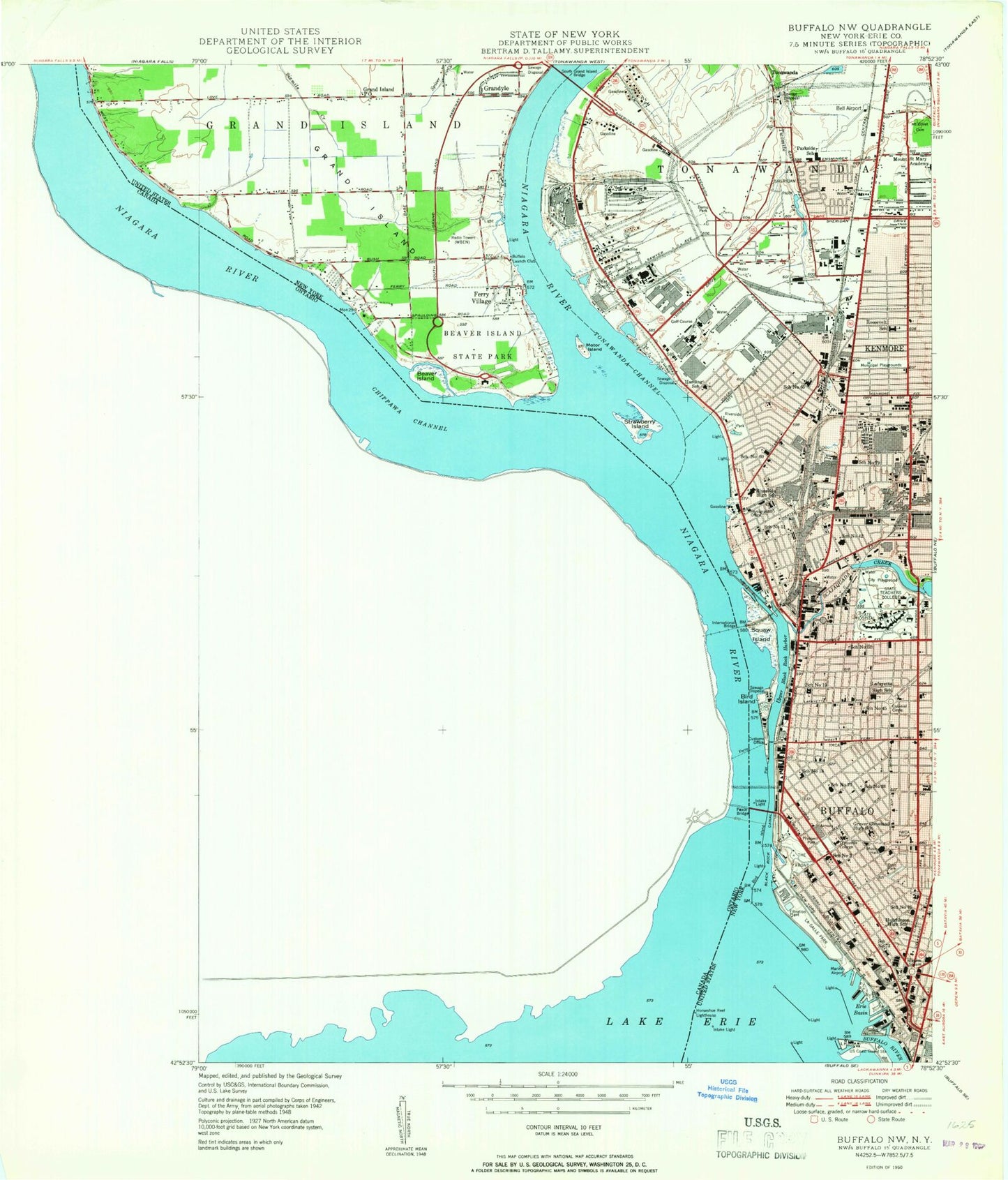 Classic USGS Buffalo NW New York 7.5'x7.5' Topo Map Image