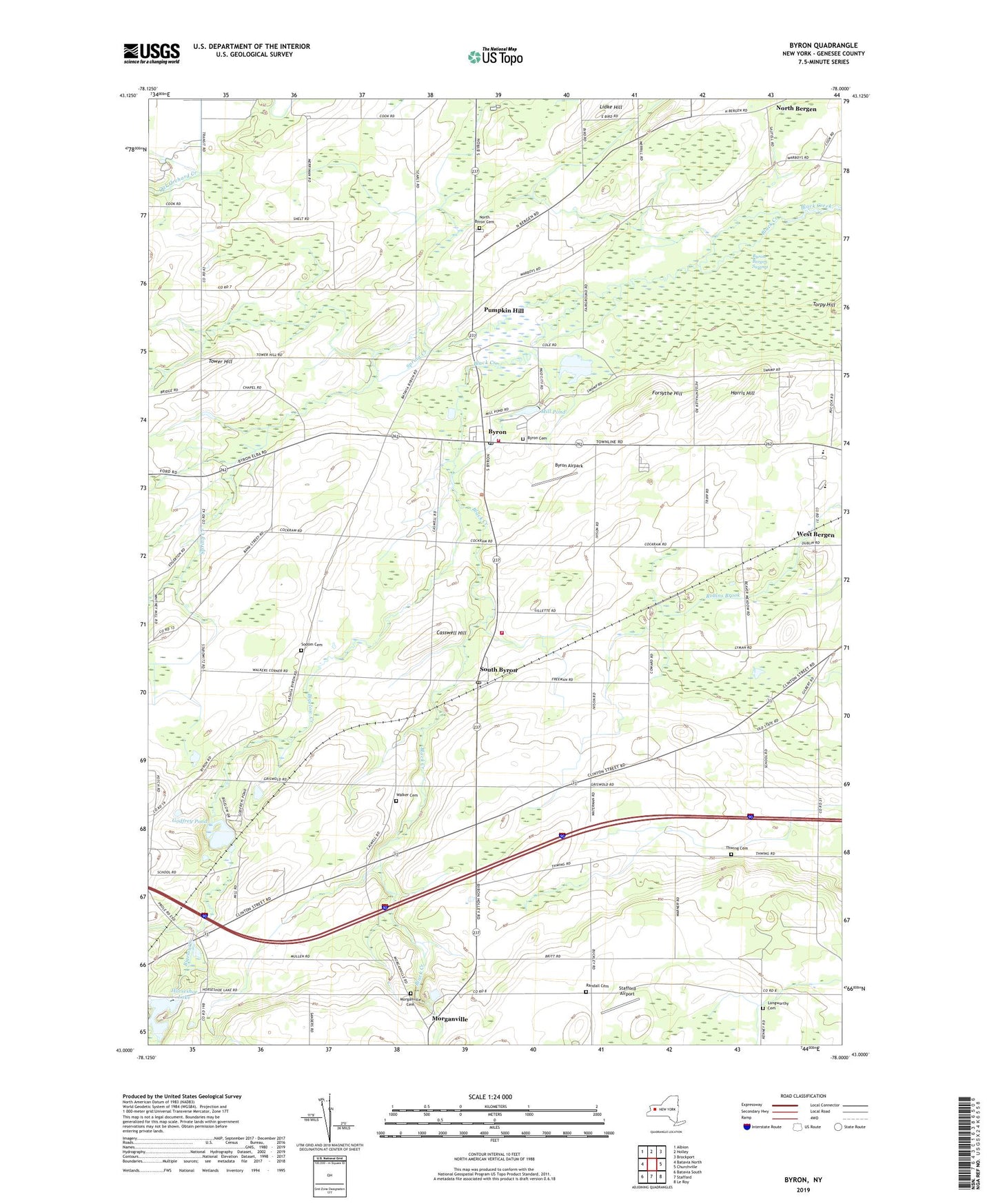 Byron New York US Topo Map Image