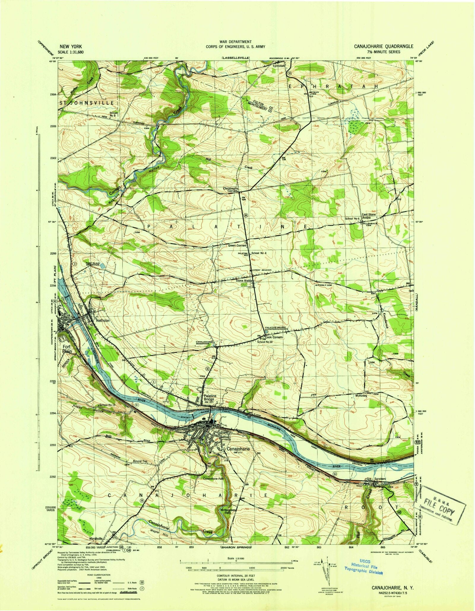 Classic USGS Canajoharie New York 7.5'x7.5' Topo Map MyTopo Map Store