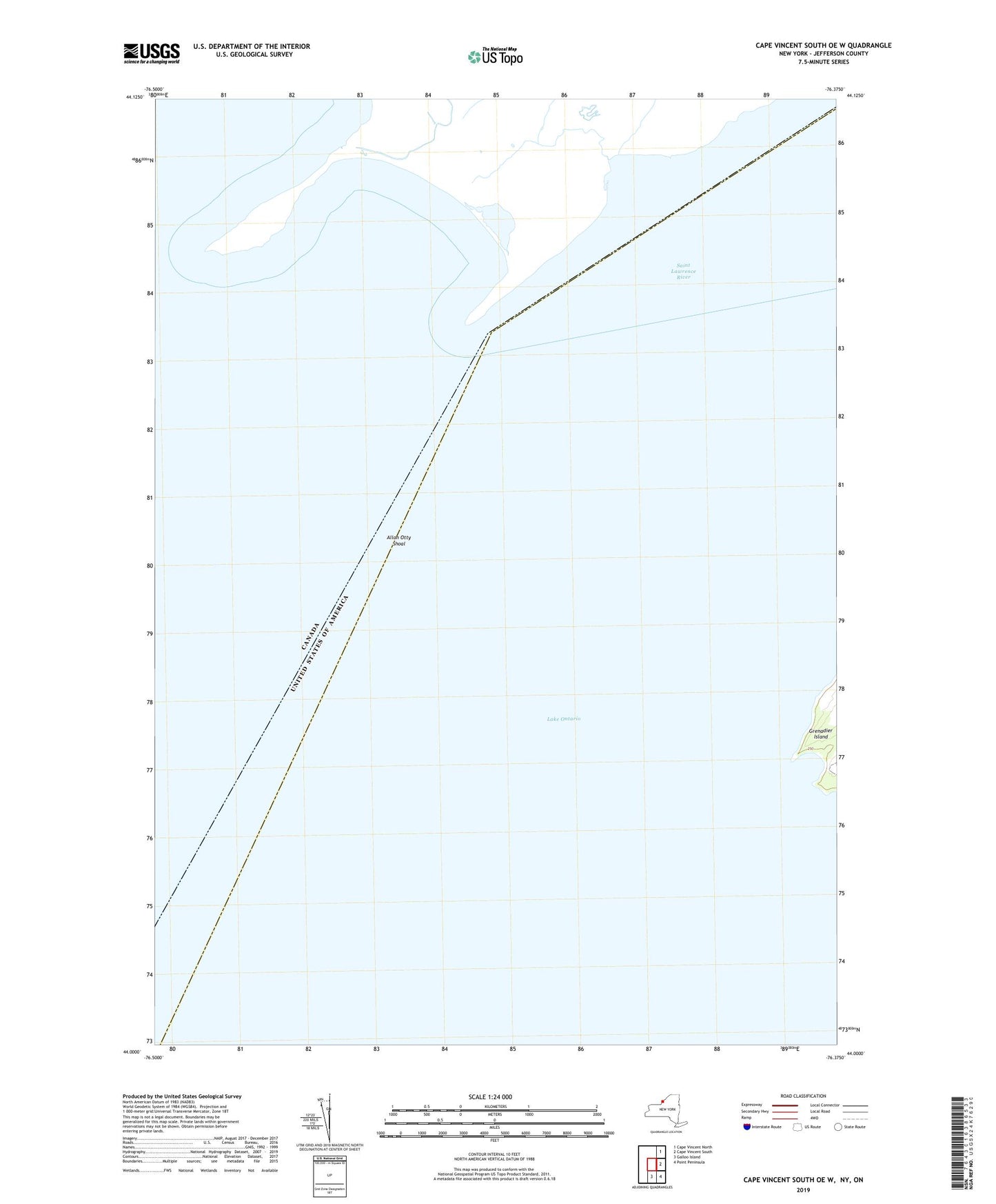 Cape Vincent South OE W New York US Topo Map Image