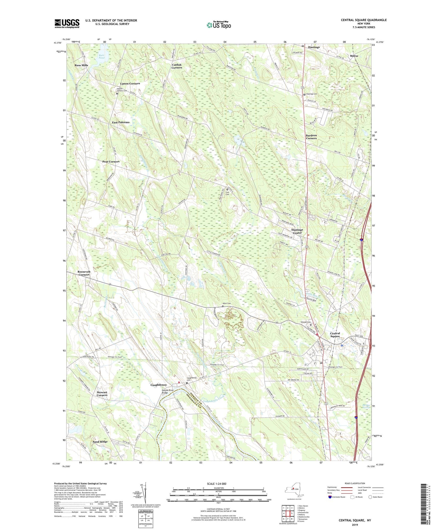 Central Square New York US Topo Map Image