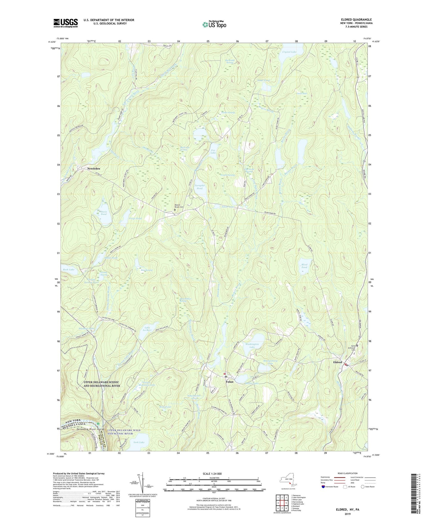 Eldred New York US Topo Map Image
