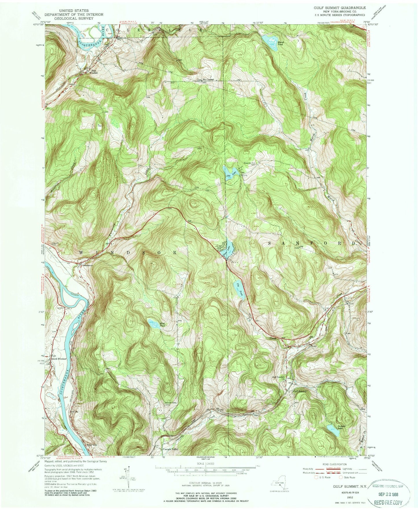 Classic USGS Gulf Summit New York 7.5'x7.5' Topo Map Image