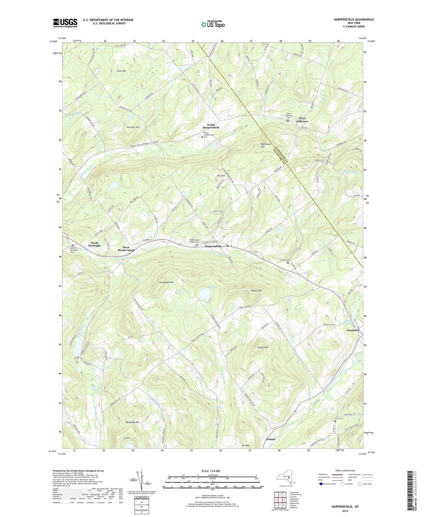 Harpersfield New York US Topo Map Image