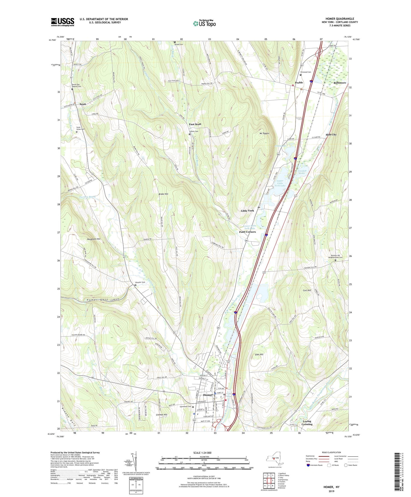 Homer New York US Topo Map Image