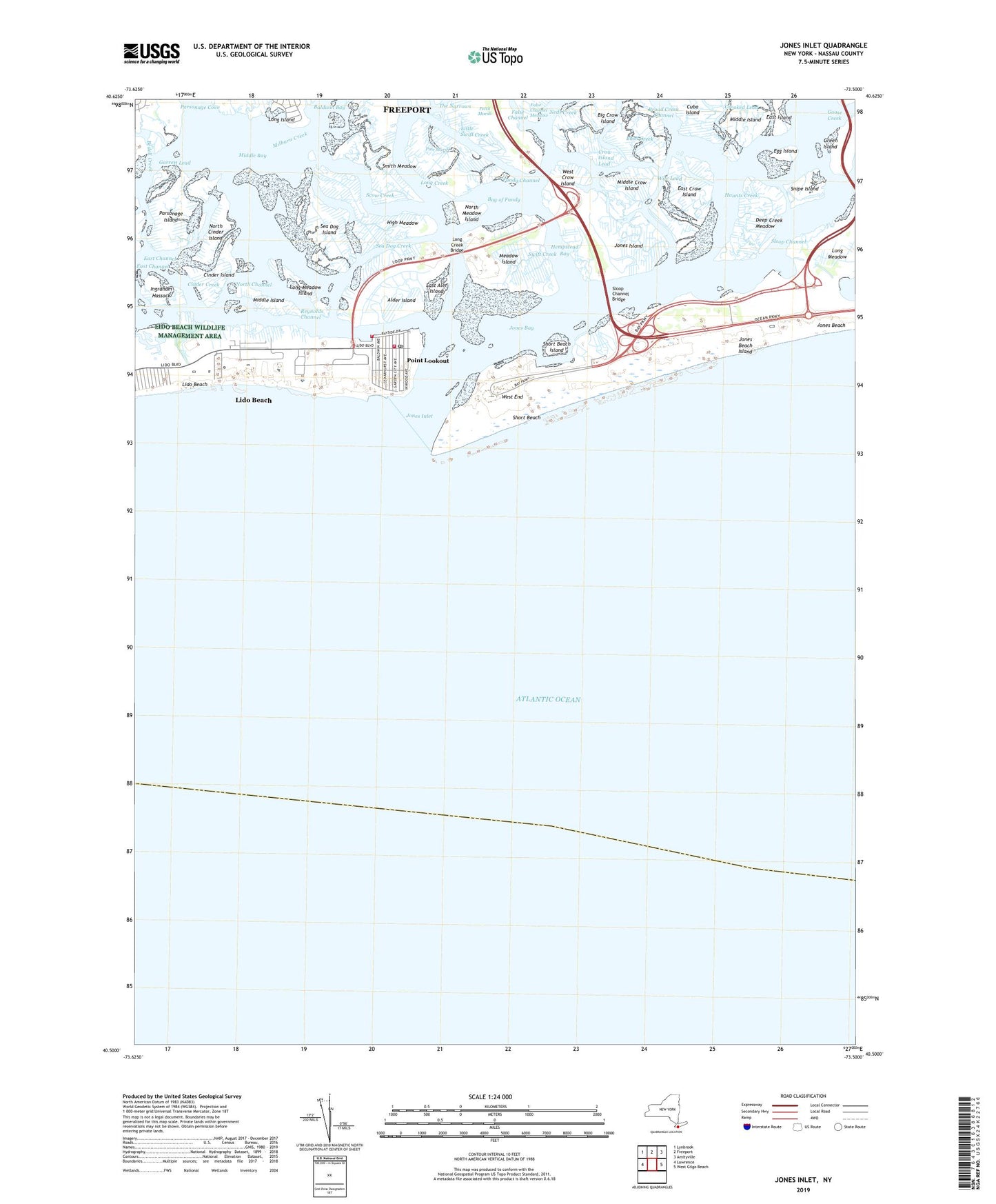 Jones Inlet New York US Topo Map Image