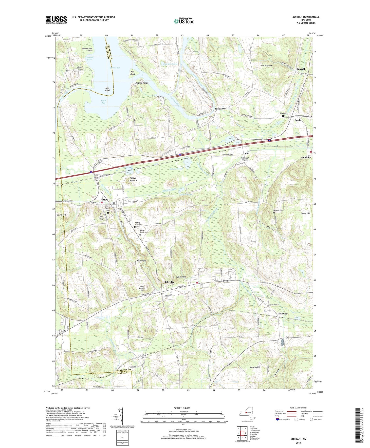 Jordan New York US Topo Map Image