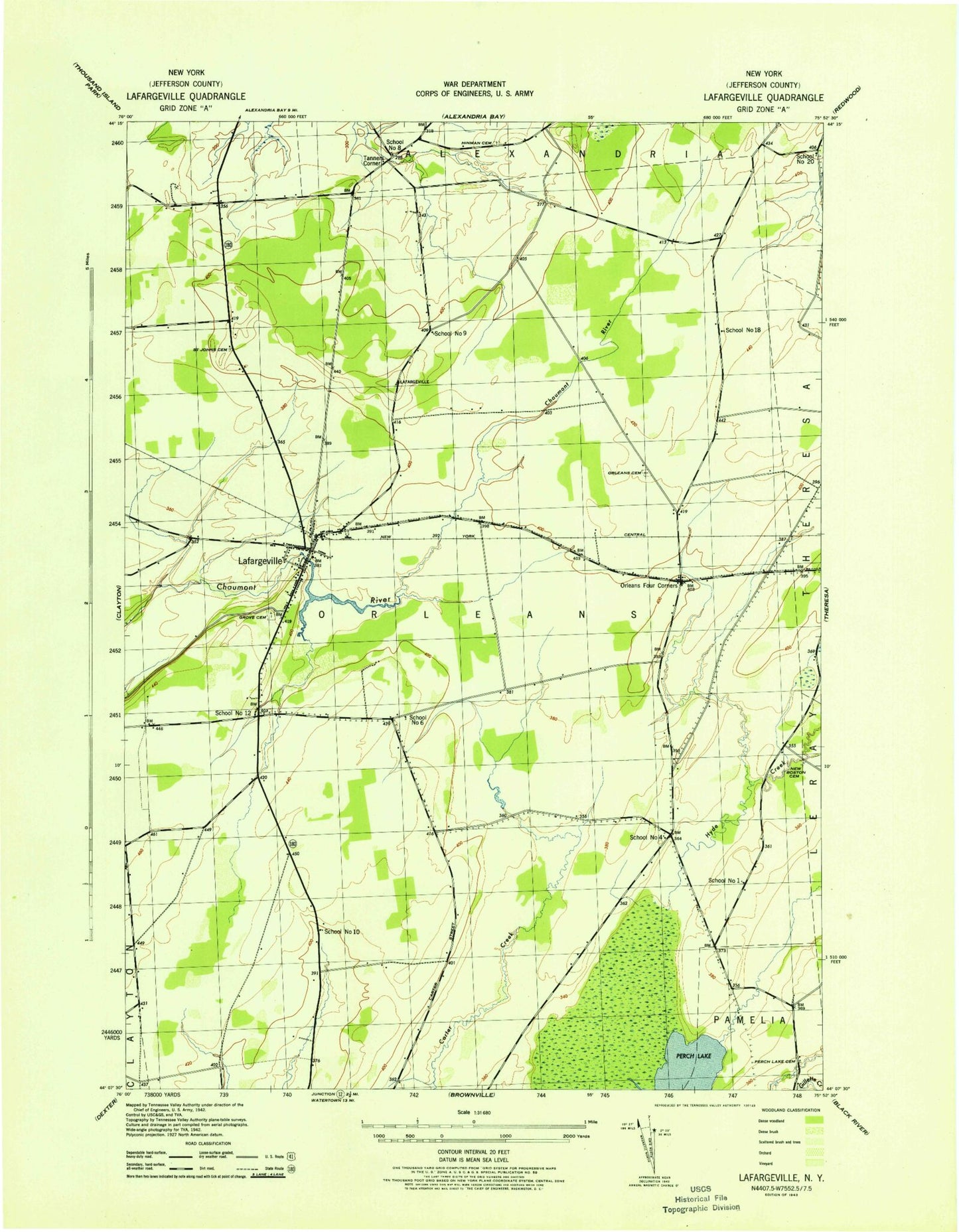 Classic USGS La Fargeville New York 7.5'x7.5' Topo Map Image