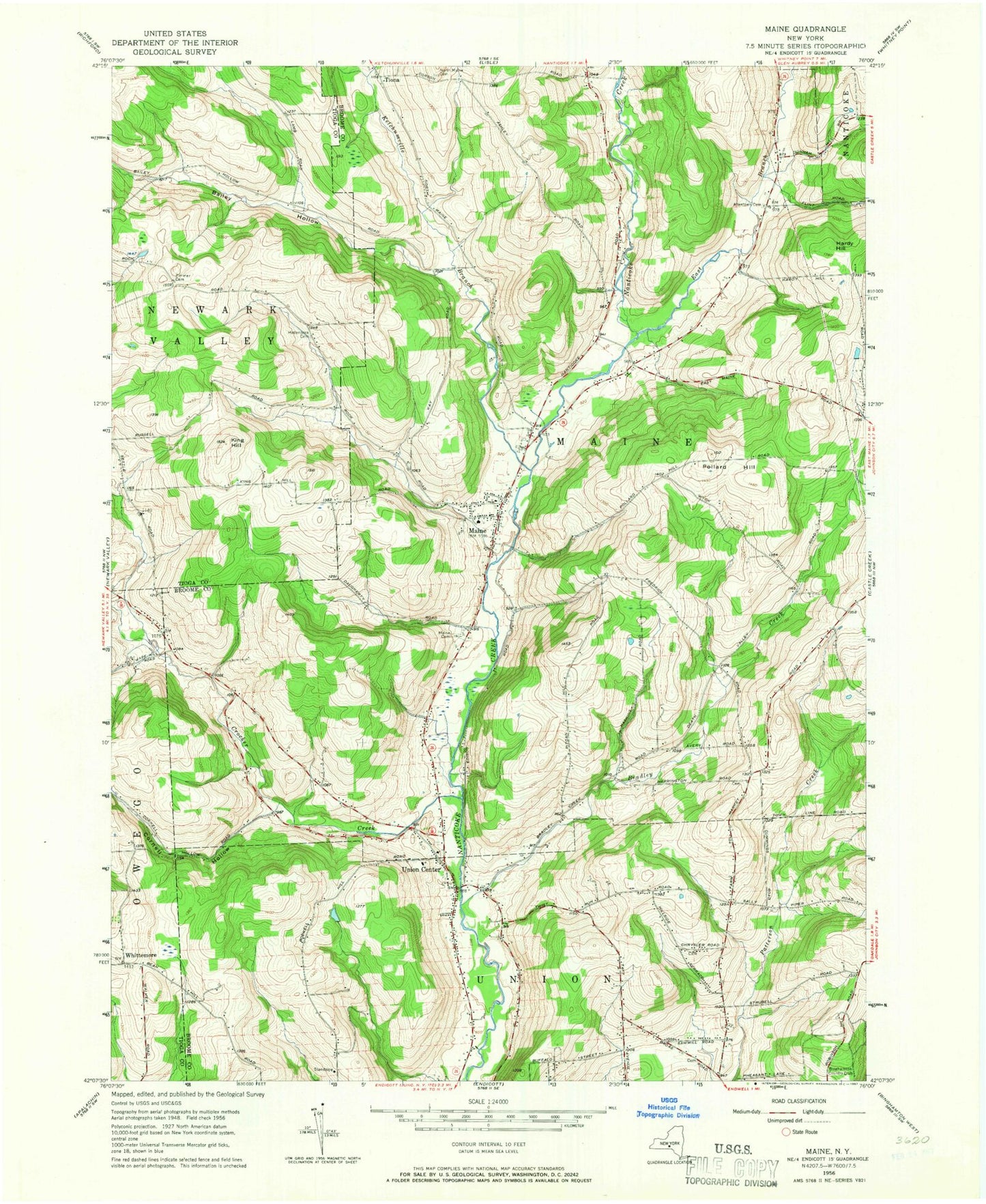 Classic USGS Maine New York 7.5'x7.5' Topo Map Image